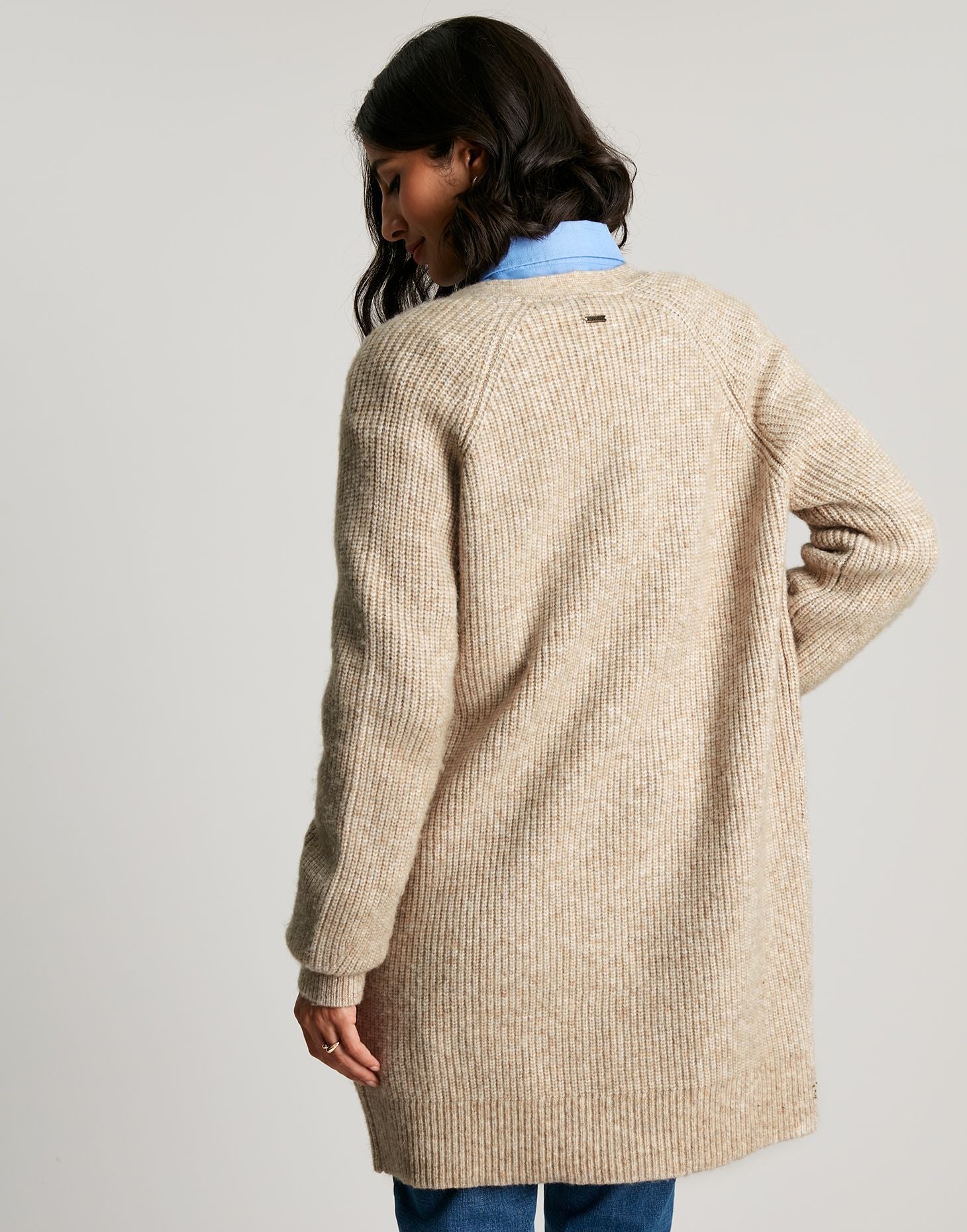 Florence Longline Cable Raglan Cardigan - Oat