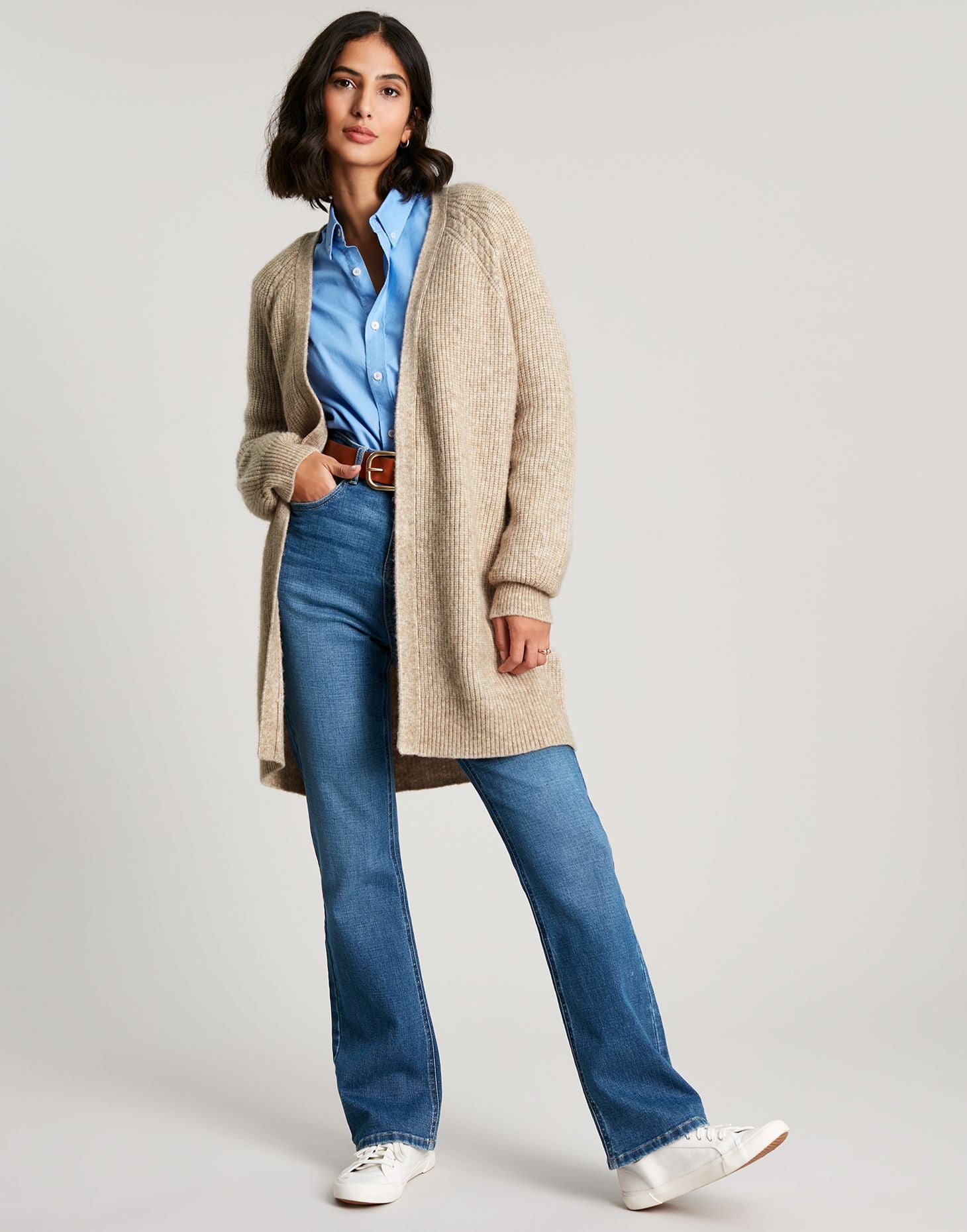 Florence Longline Cable Raglan Cardigan - Oat