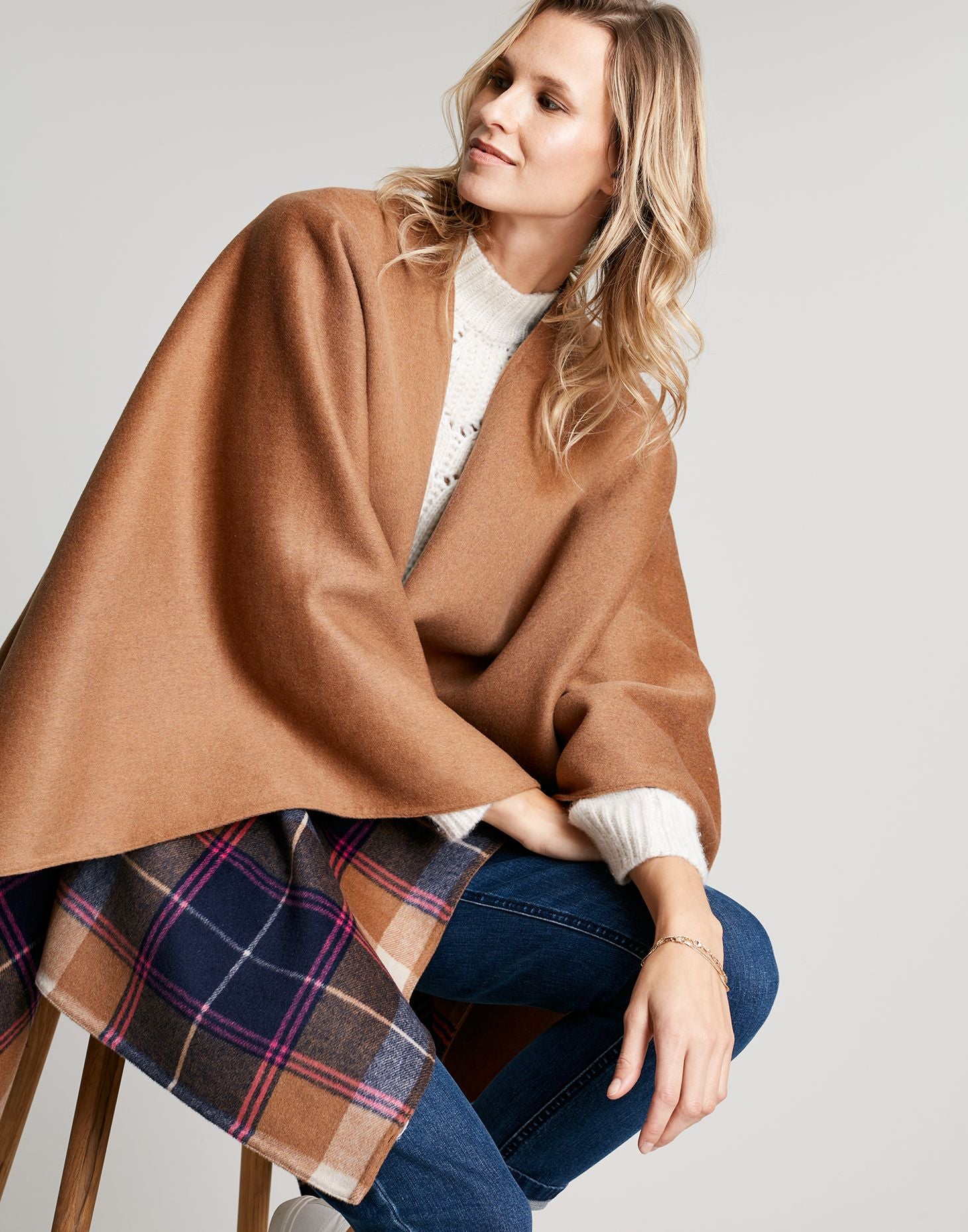 Women's Filby Reversible Cape - Bone Brown