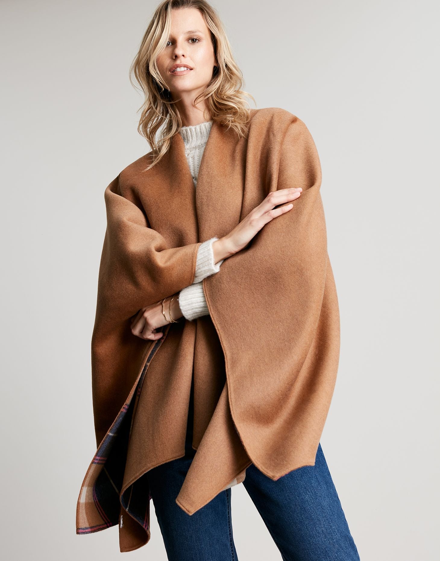 Women's Filby Reversible Cape - Bone Brown