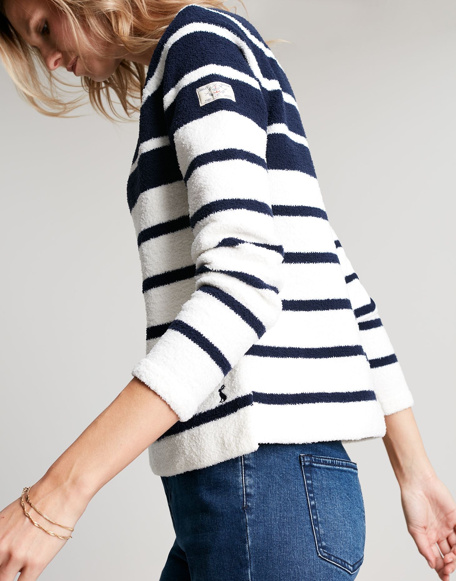 Seaport Chenille Raglan Jumper - Navy Cream Stripe