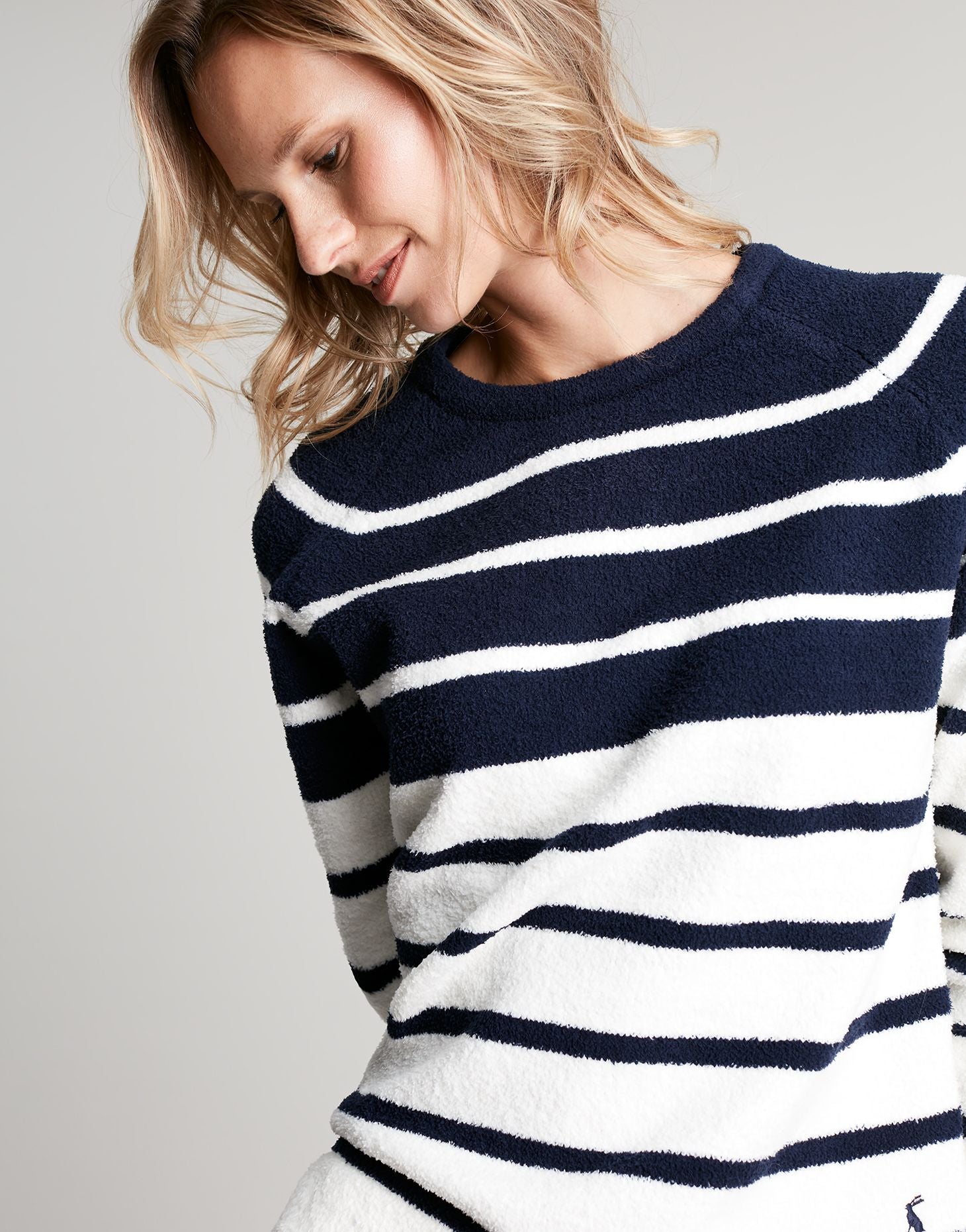 Seaport Chenille Raglan Jumper - Navy Cream Stripe