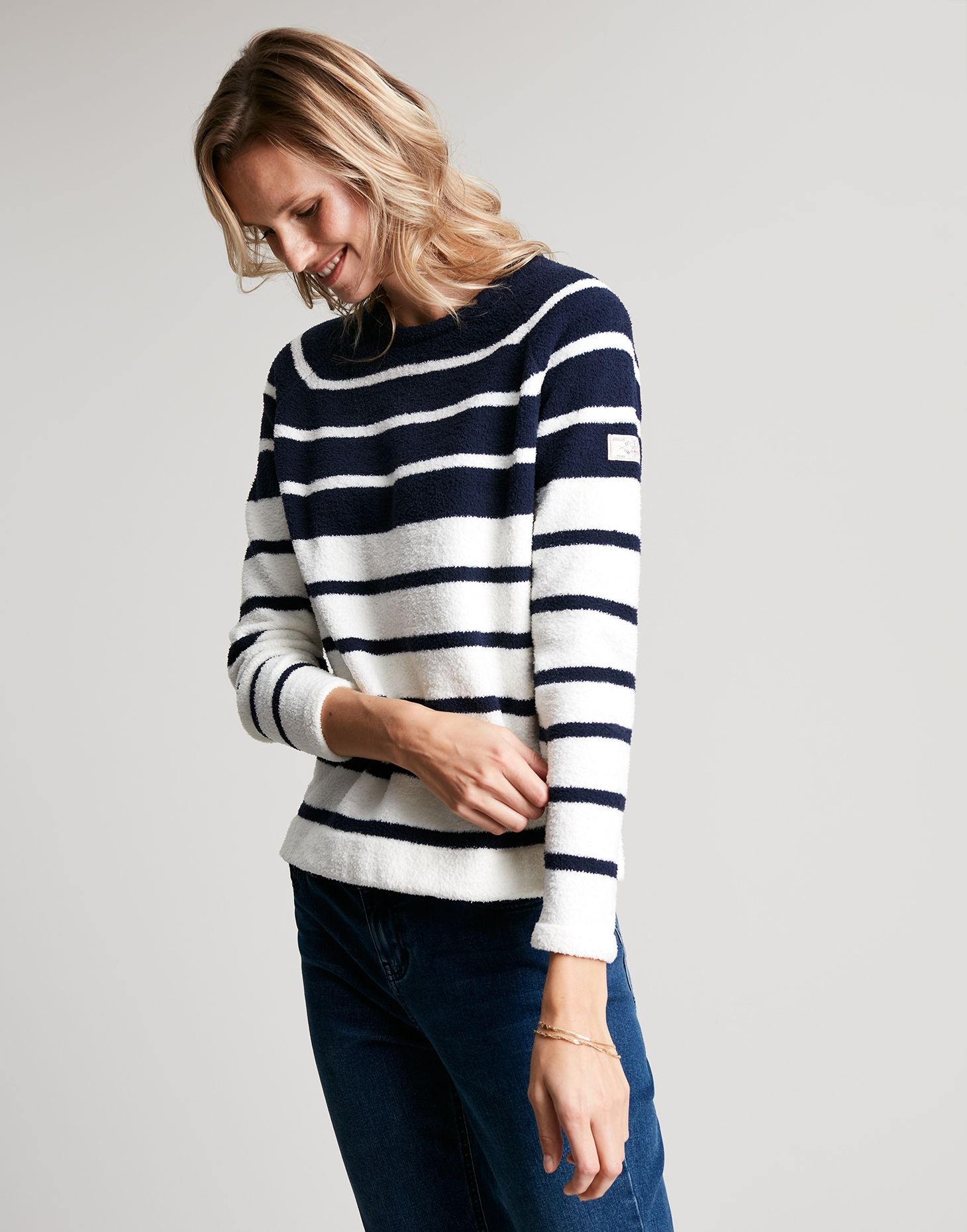 Seaport Chenille Raglan Jumper - Navy Cream Stripe