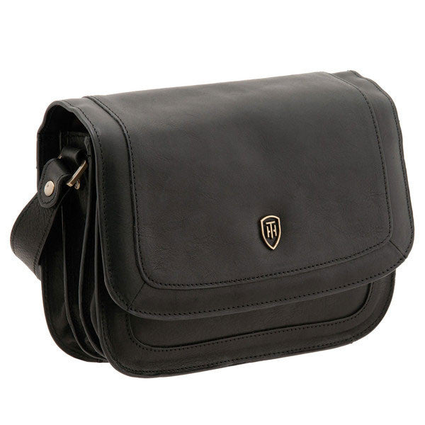 lichfield leather trento flap over bag black