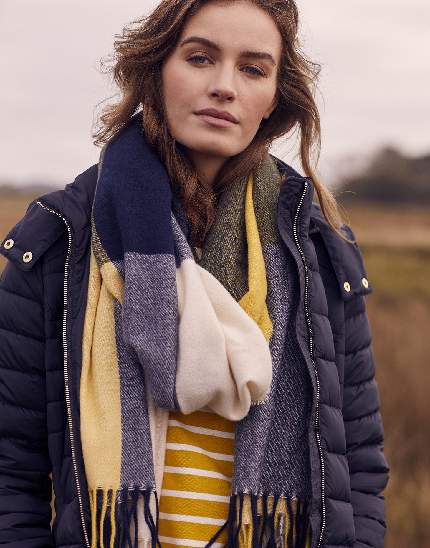 Farah Check Scarf In Blue Yellow Check