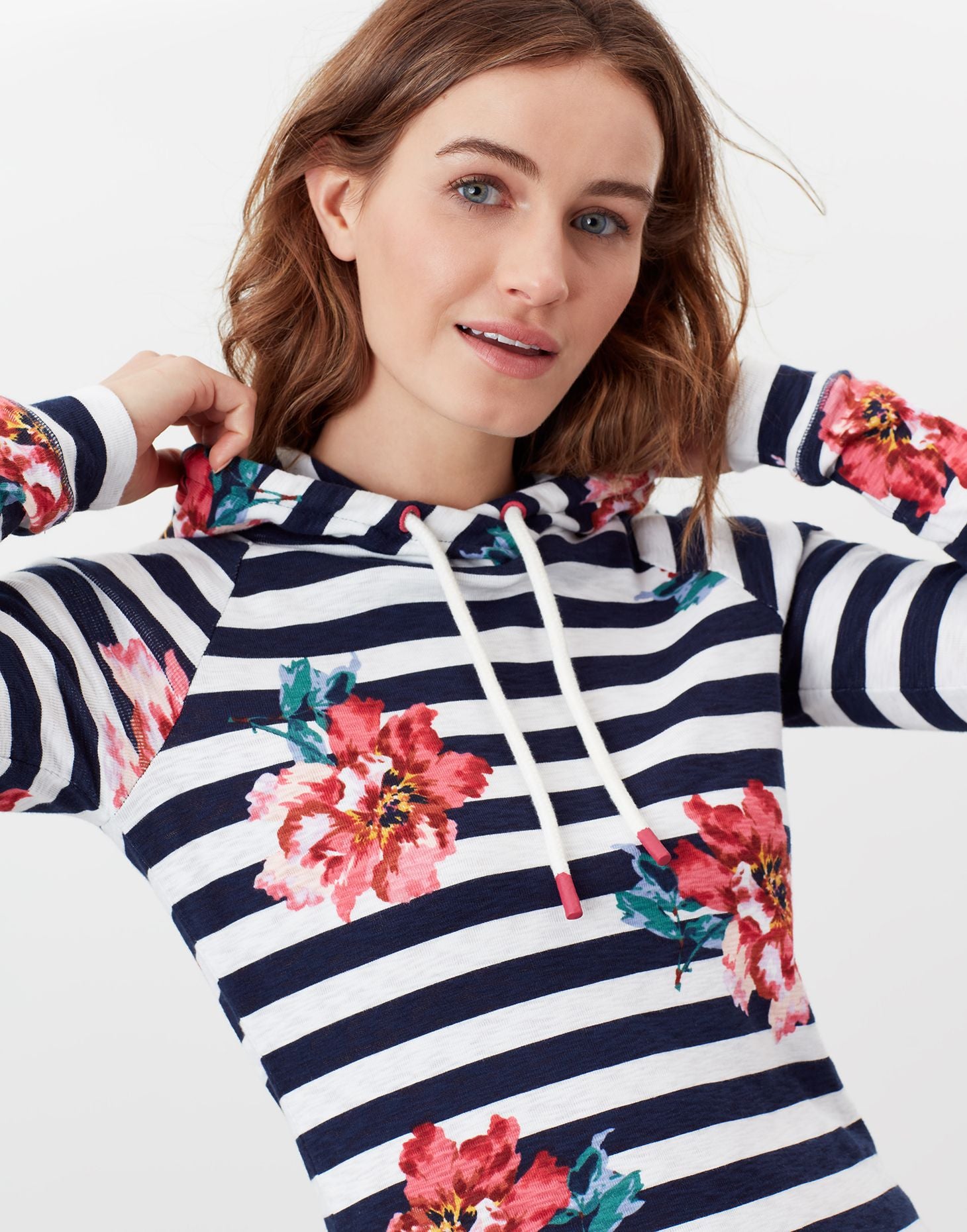 Marlston PrintCream Floral Hooded Sweatshirt