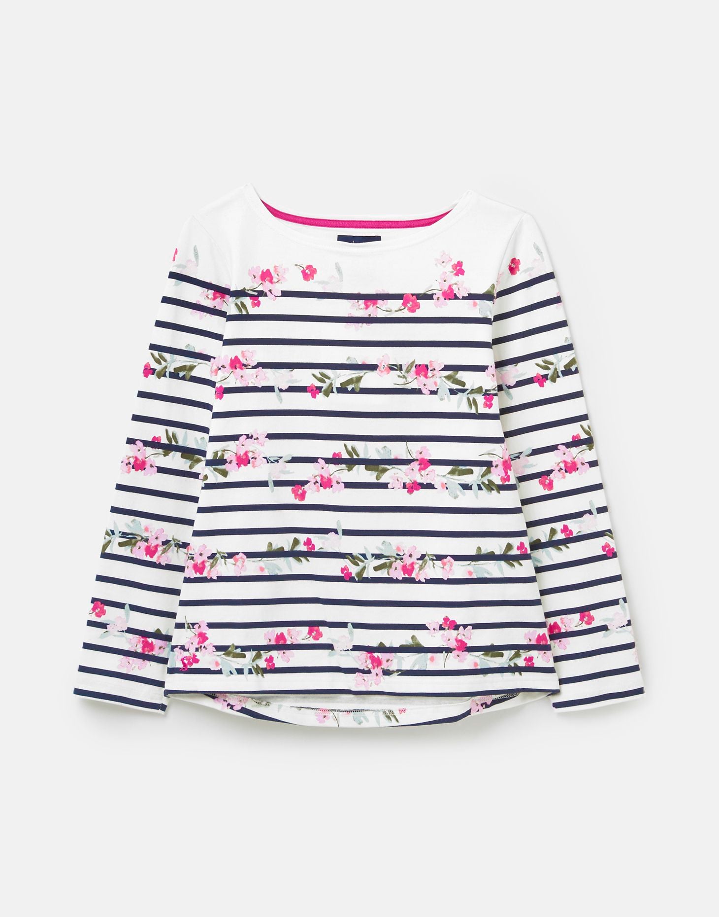 Harbour Print Long Sleeve Jersey Top - Cream Floral Stripe