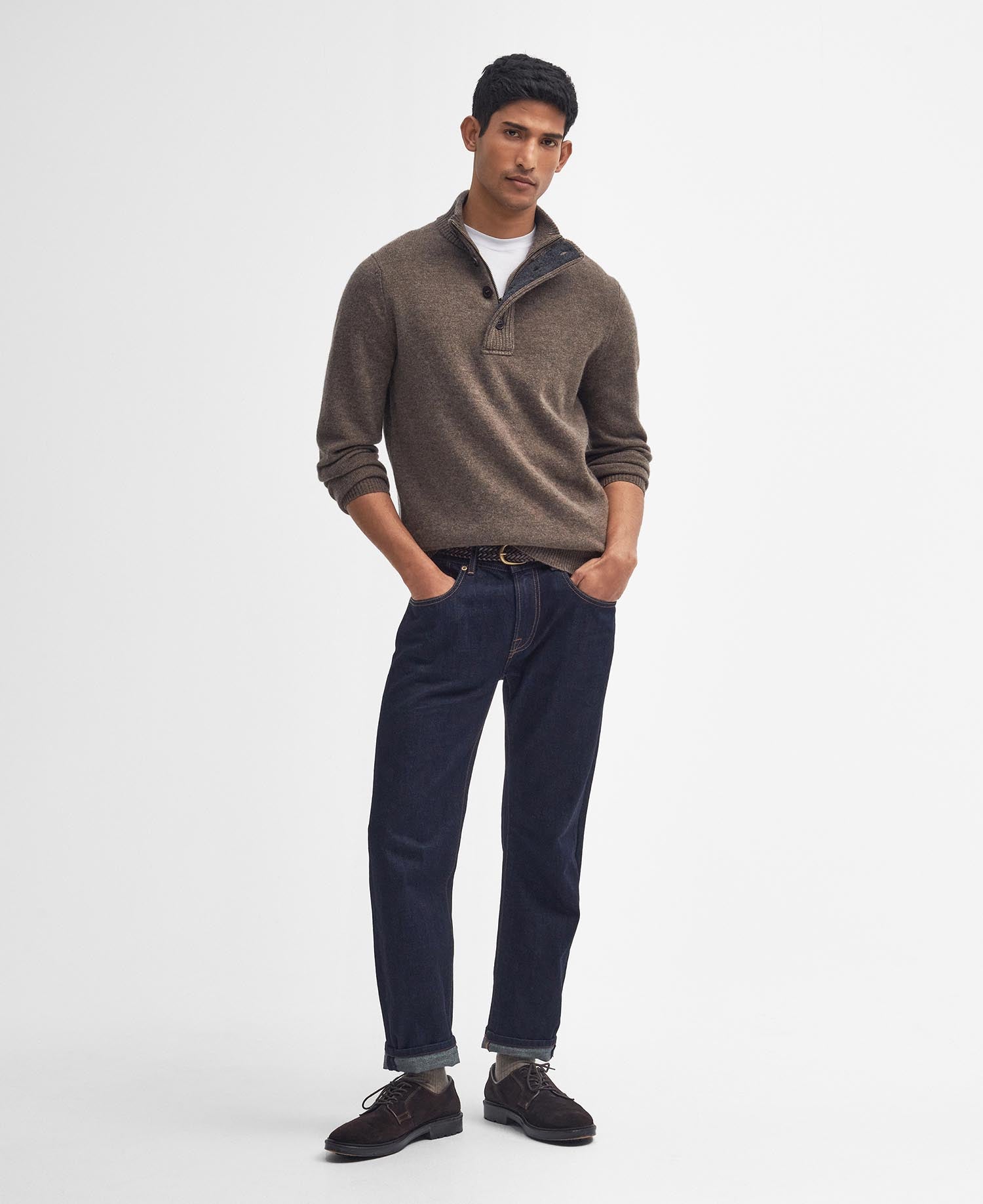 Essential Elbow Patch Jumper - Dark Stone
