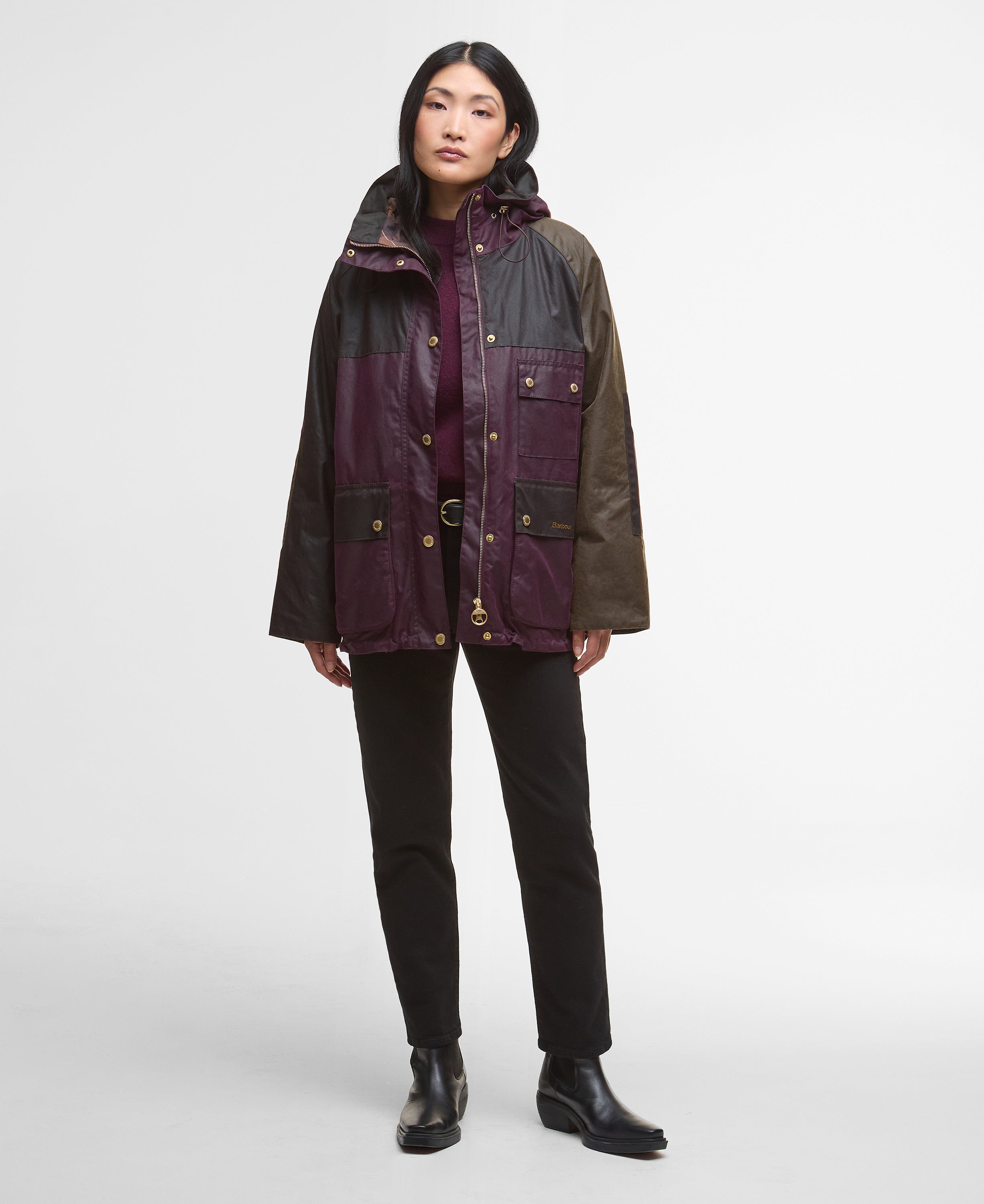 Keeley Waxed Jacket - Merlot/Rustic/Beech/Muted Tartan