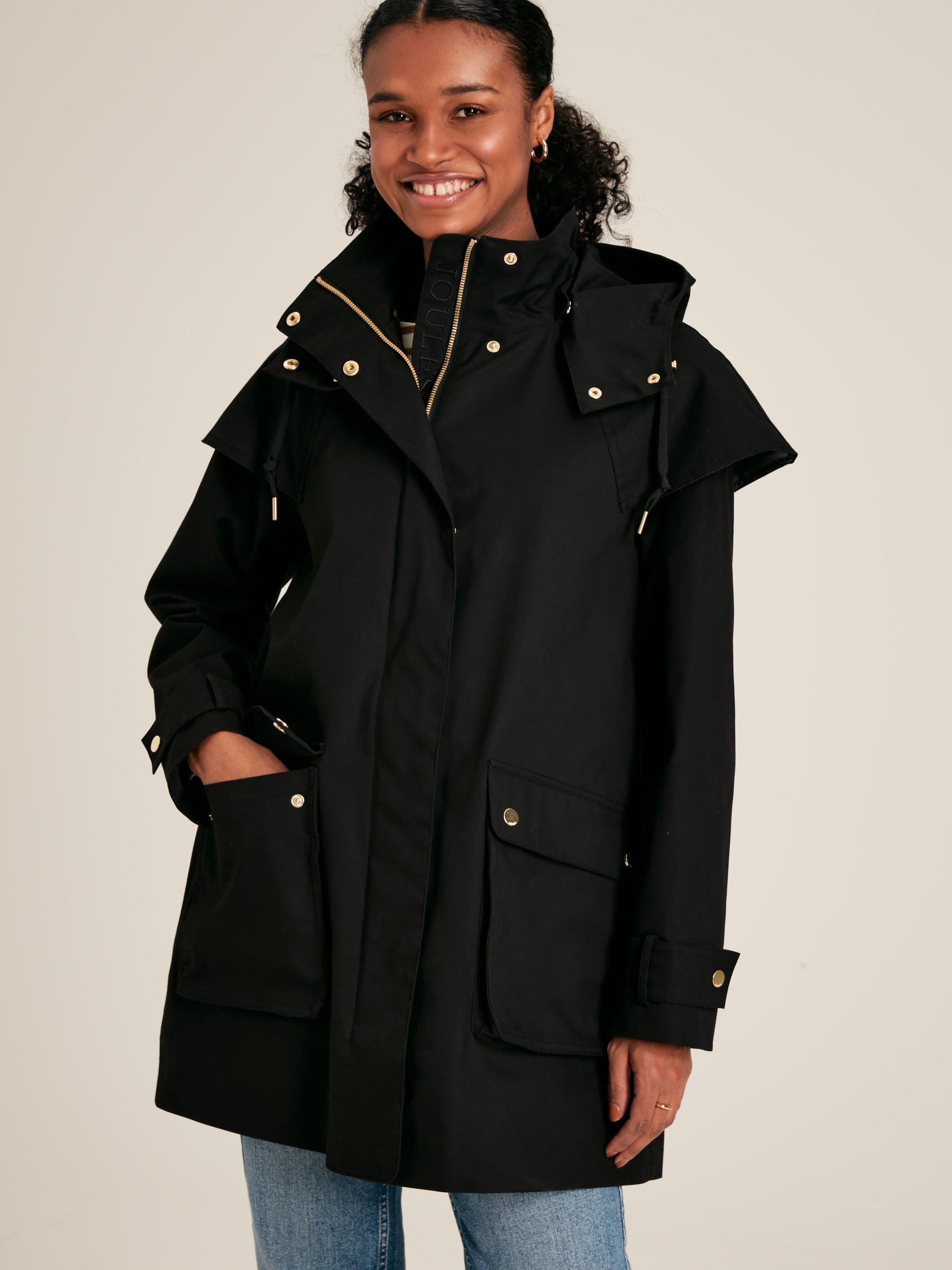 Edinburgh Black Waterproof Hooded Raincoat With Cape