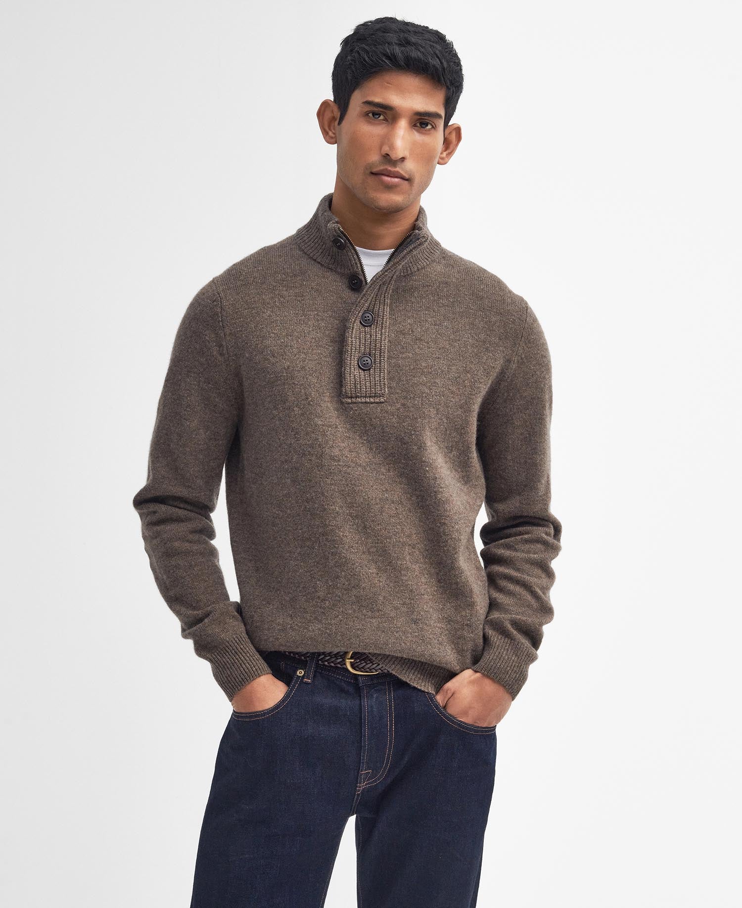 Essential Elbow Patch Jumper - Dark Stone