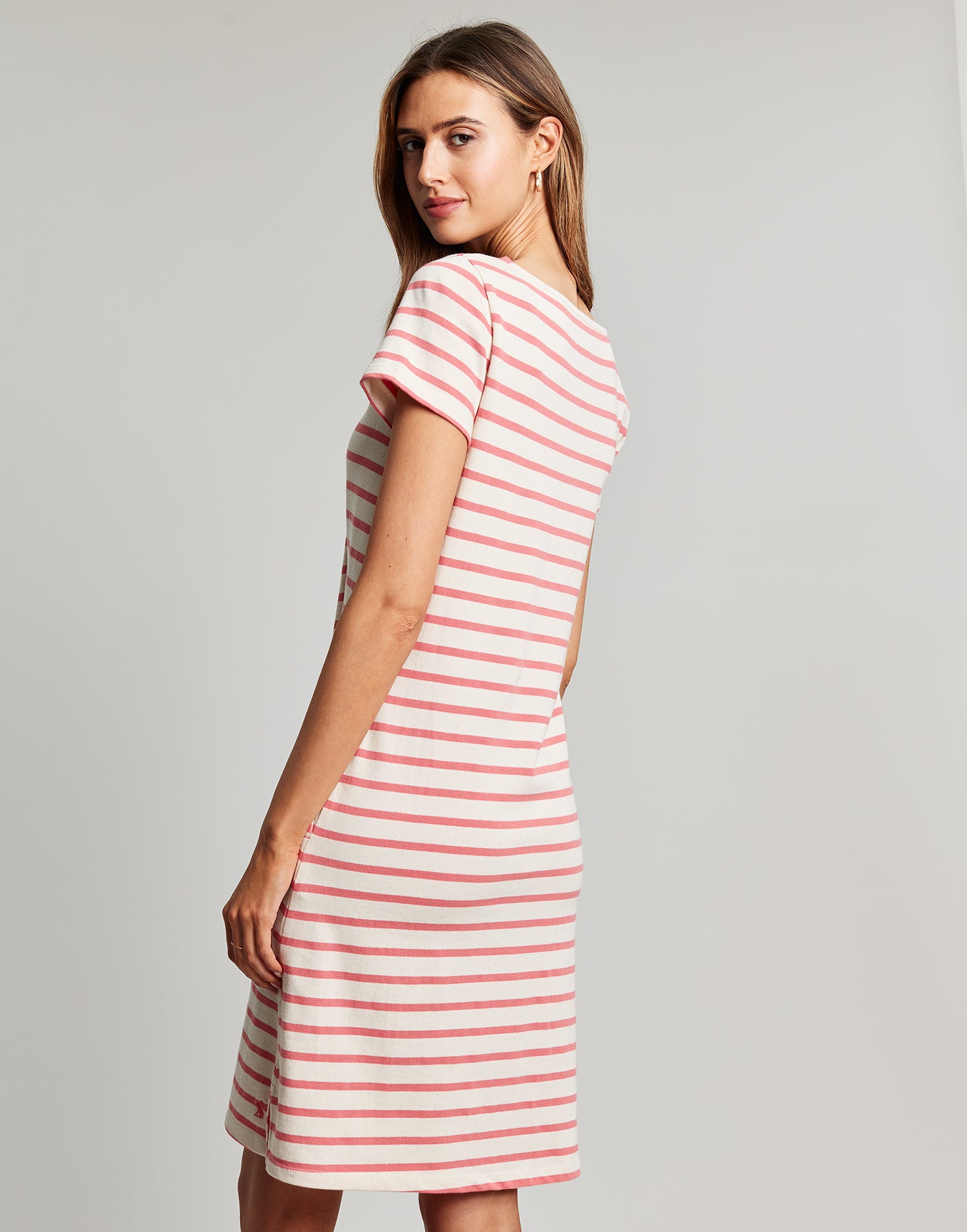 Kea Henley Dress - Coral Stripe