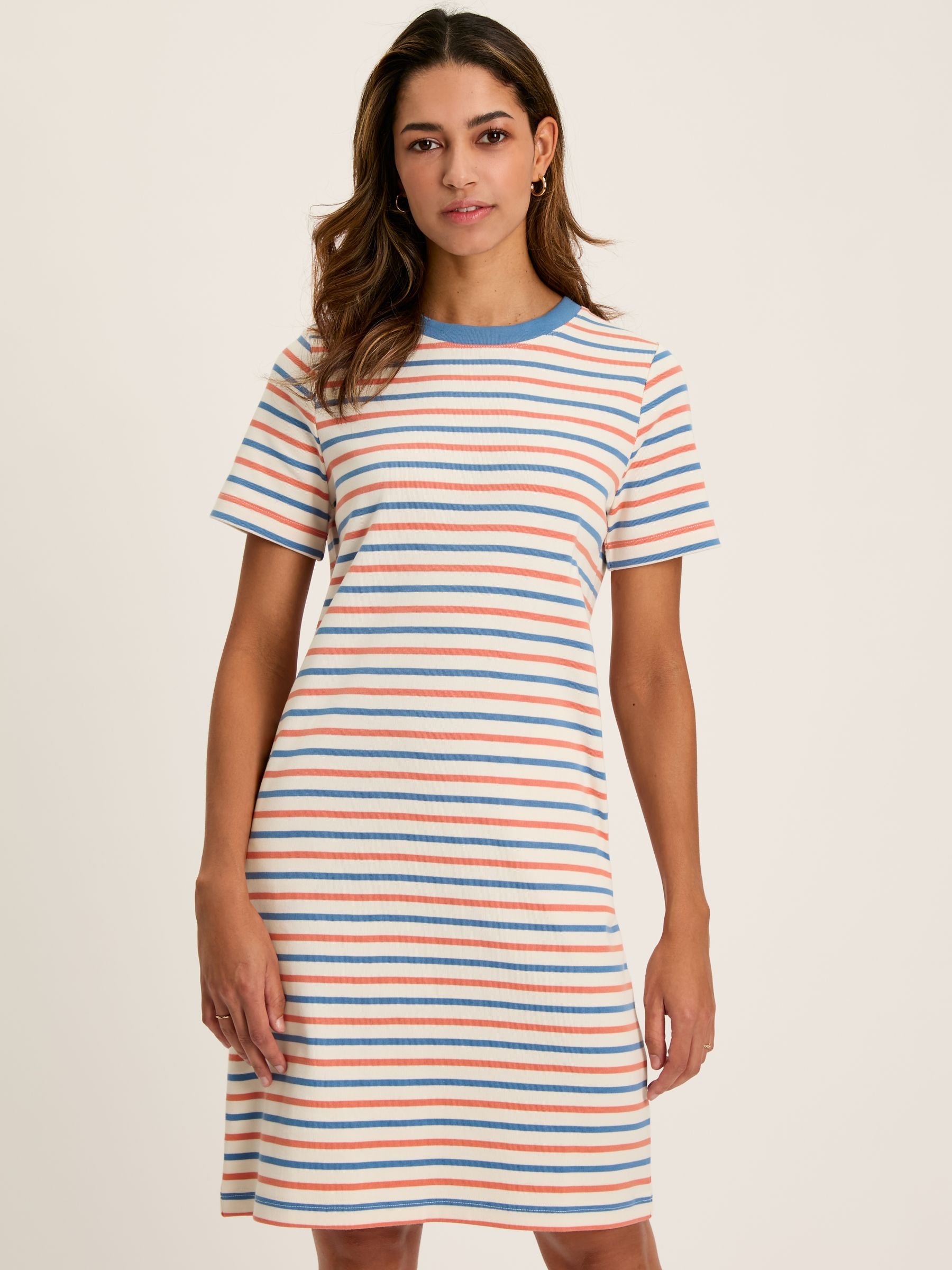 Eden Coral/Blue Jersey T-Shirt Dress