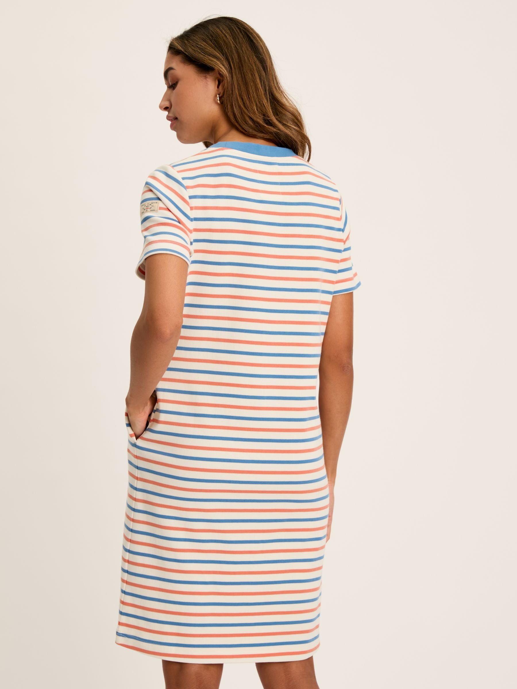 Eden Coral/Blue Jersey T-Shirt Dress