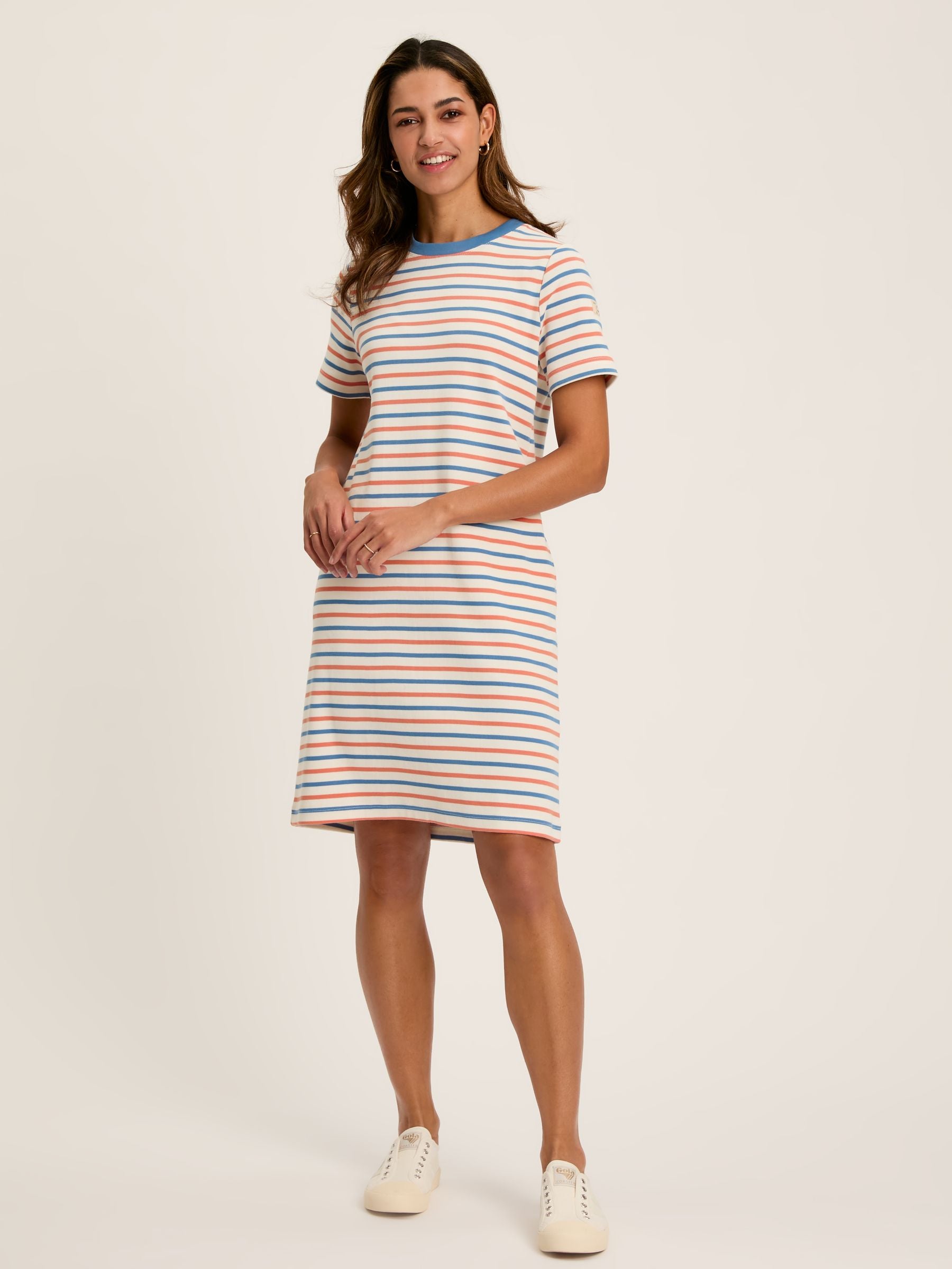 Eden Coral/Blue Jersey T-Shirt Dress