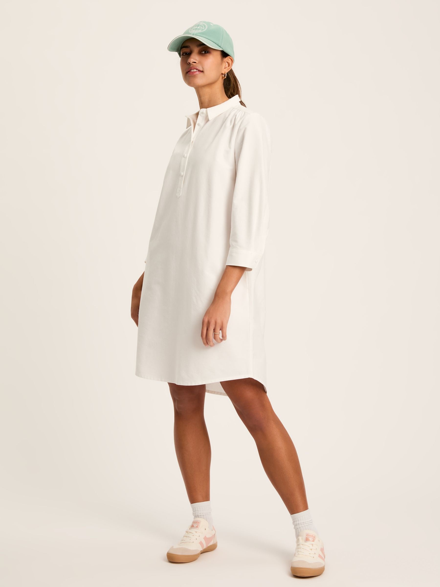 Marlowe White Dress with Shirt/ Nehru Collar