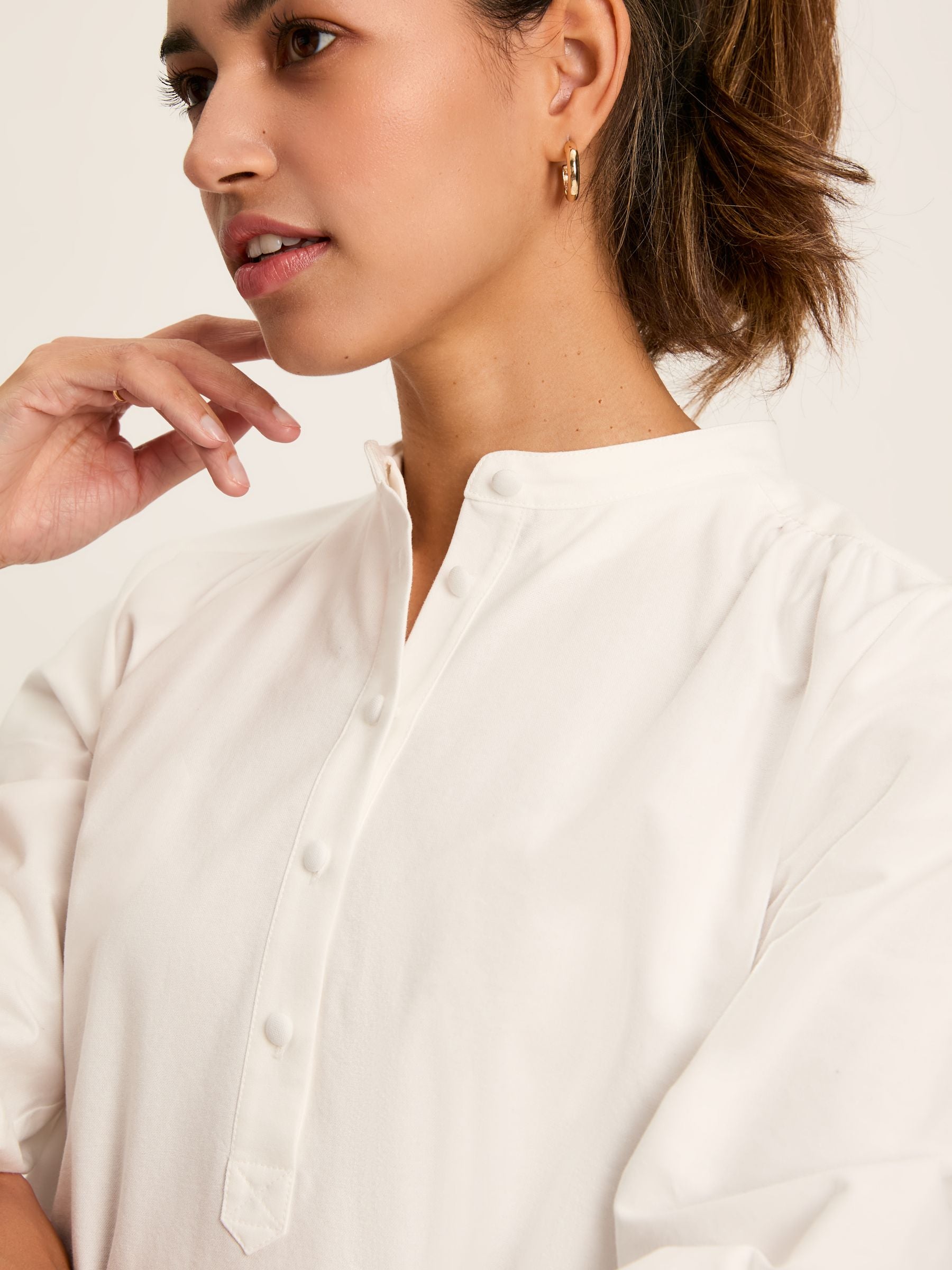 Marlowe White Dress with Shirt/ Nehru Collar