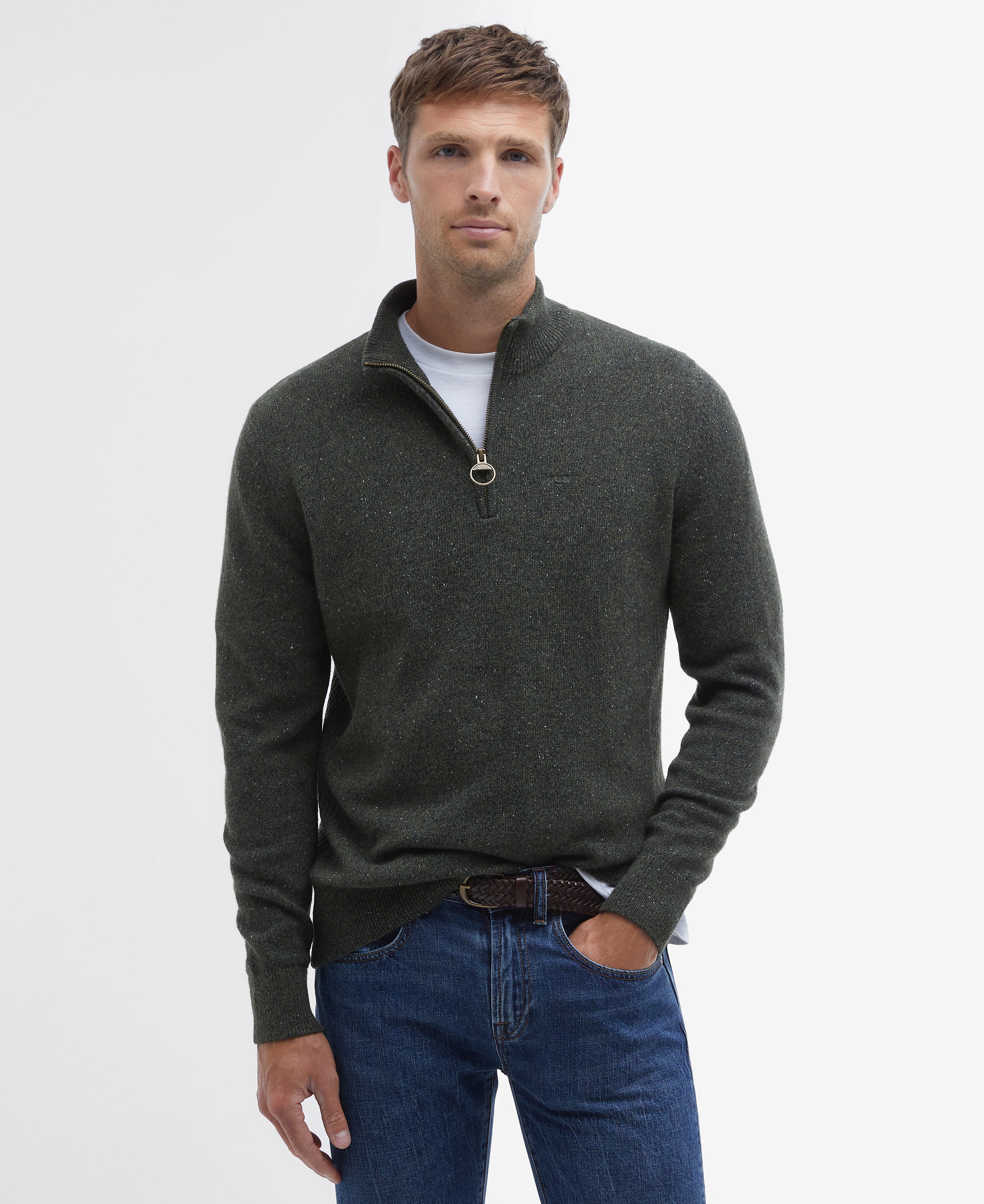 Essential Tisbury Half-Zip Jumper - Dark Seaweed