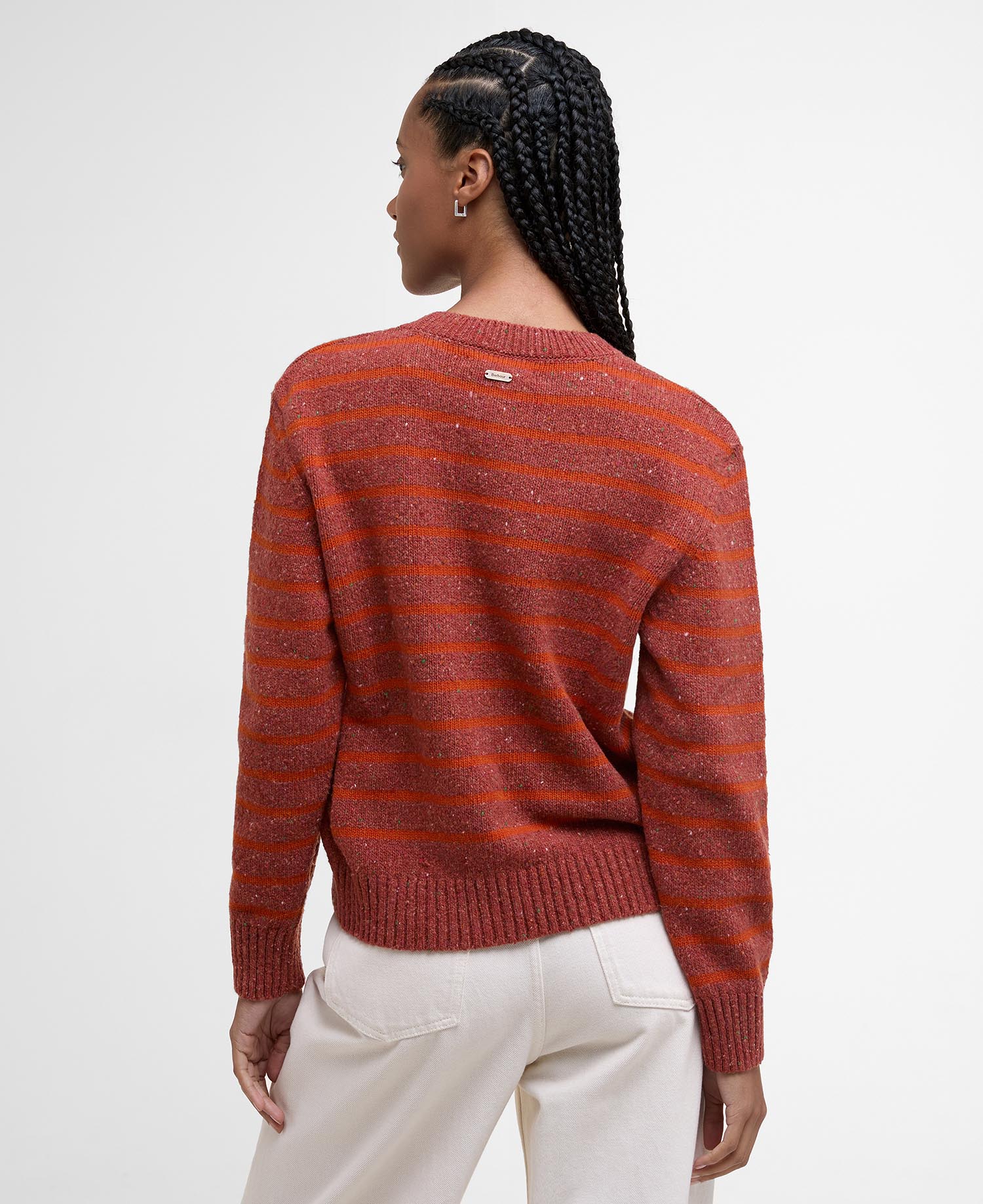Claydon Striped Crew Neck Jumper - Burnt Orange stripe