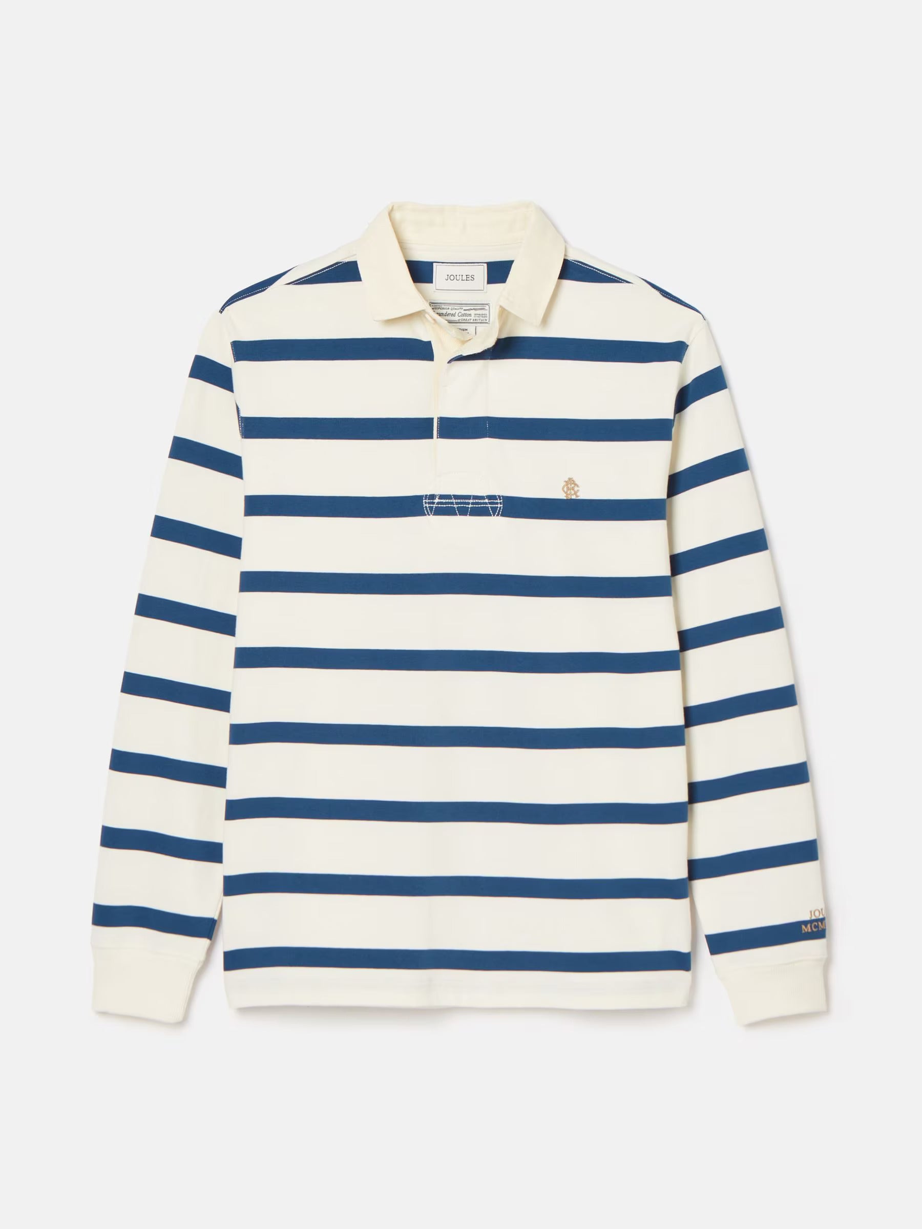 Onside Cream & Blue Striped Rugby Shirt
