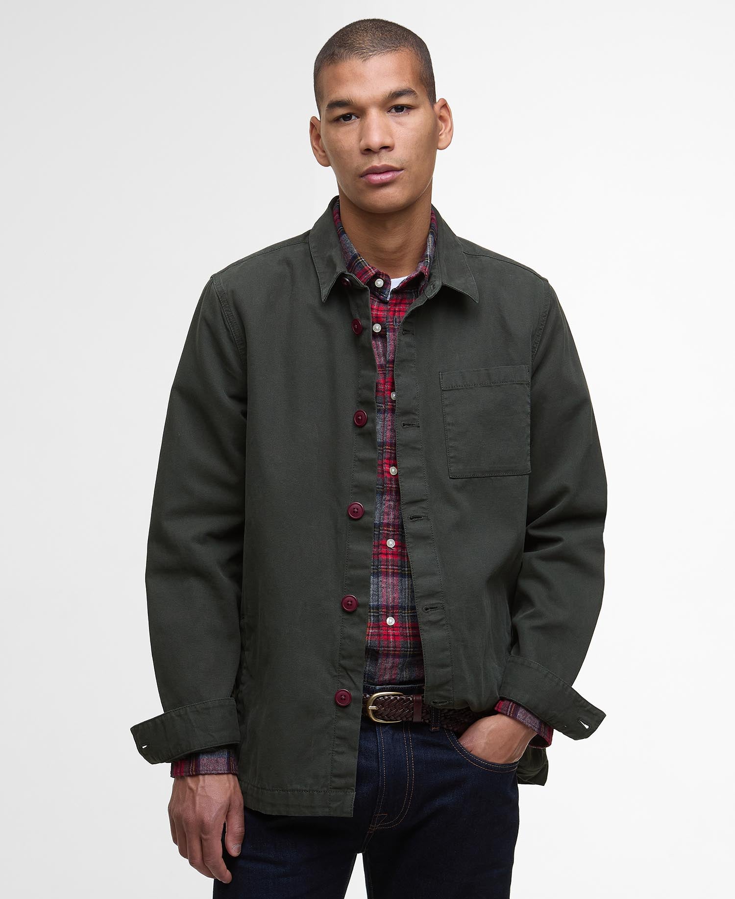 Washed Cotton Overshirt - Forest