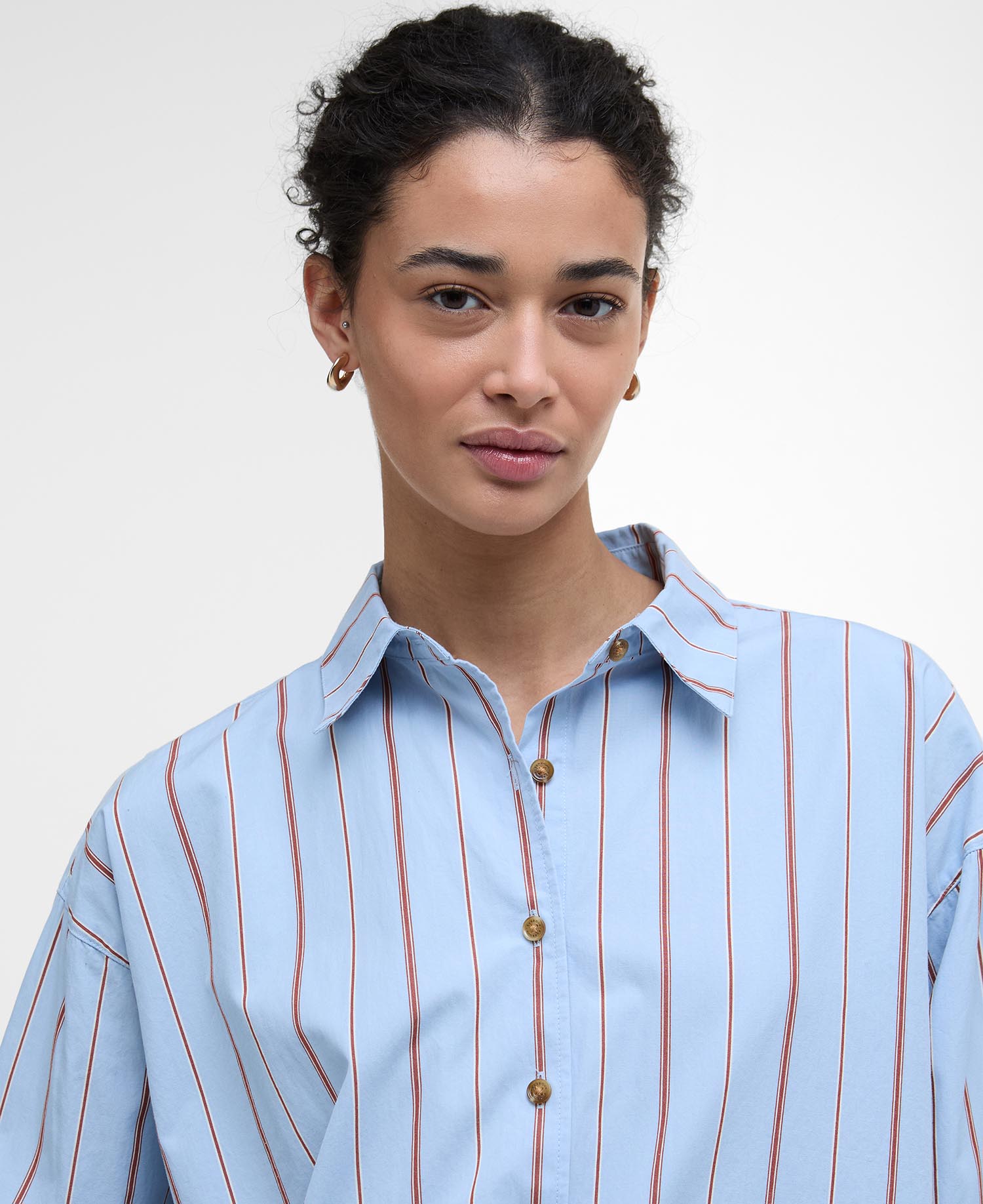 Saffron Striped Relaxed Shirt - Ice Blue Stripe