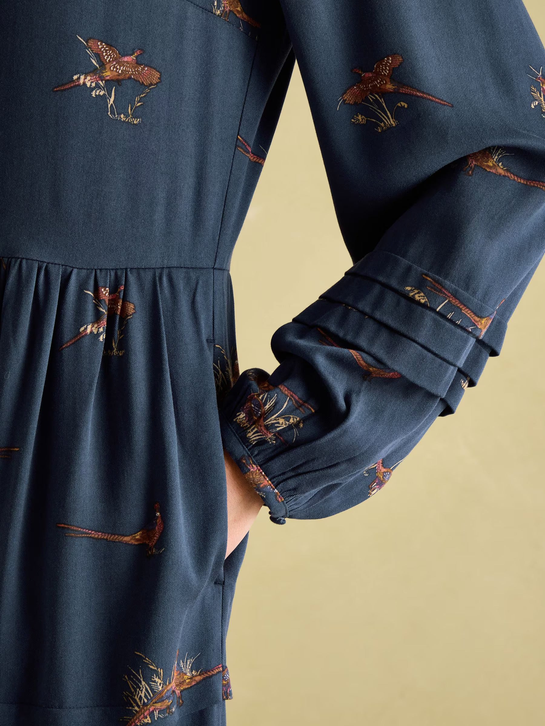 Petunia Navy Frill Neck Dress
