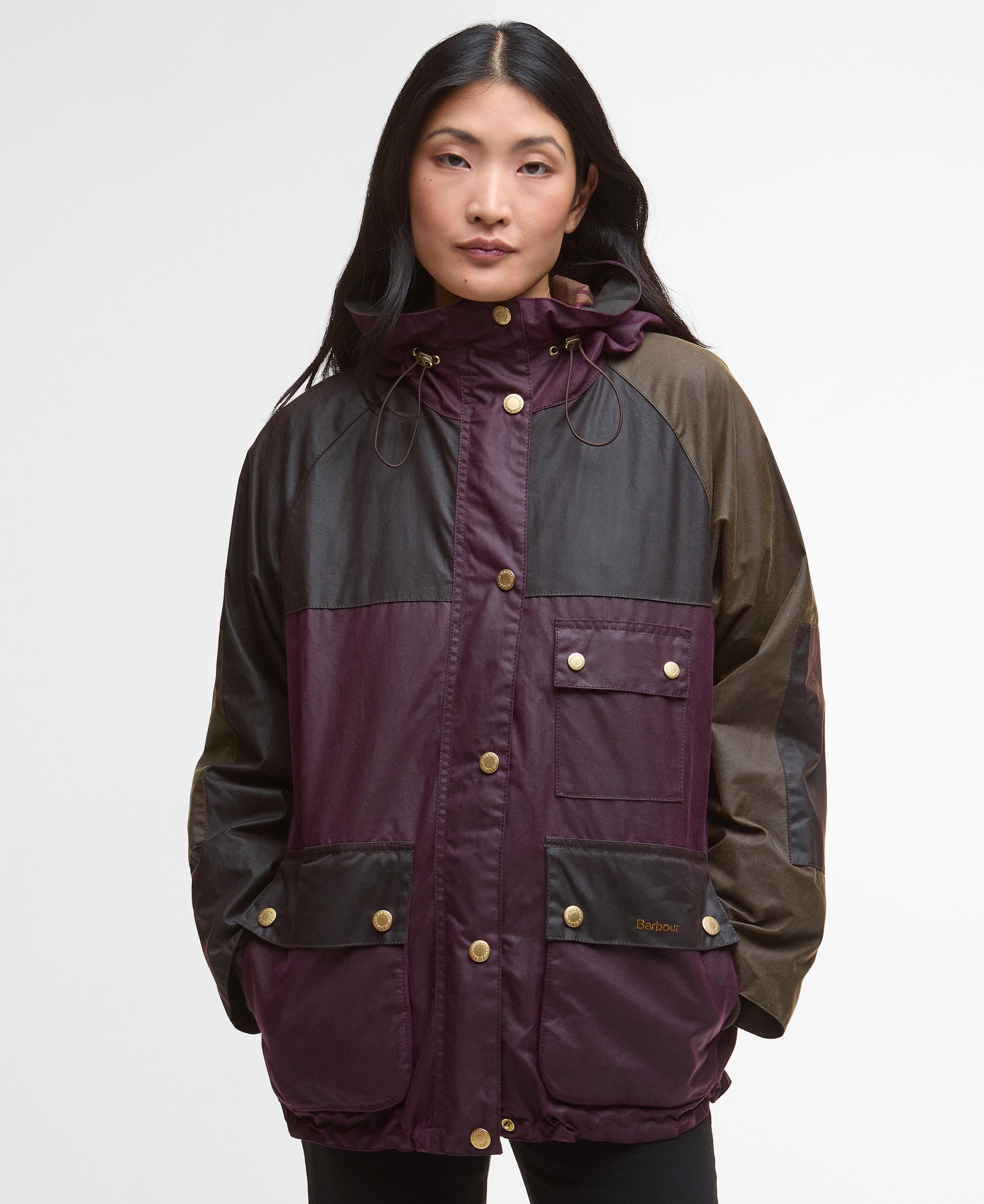 Keeley Waxed Jacket - Merlot/Rustic/Beech/Muted Tartan