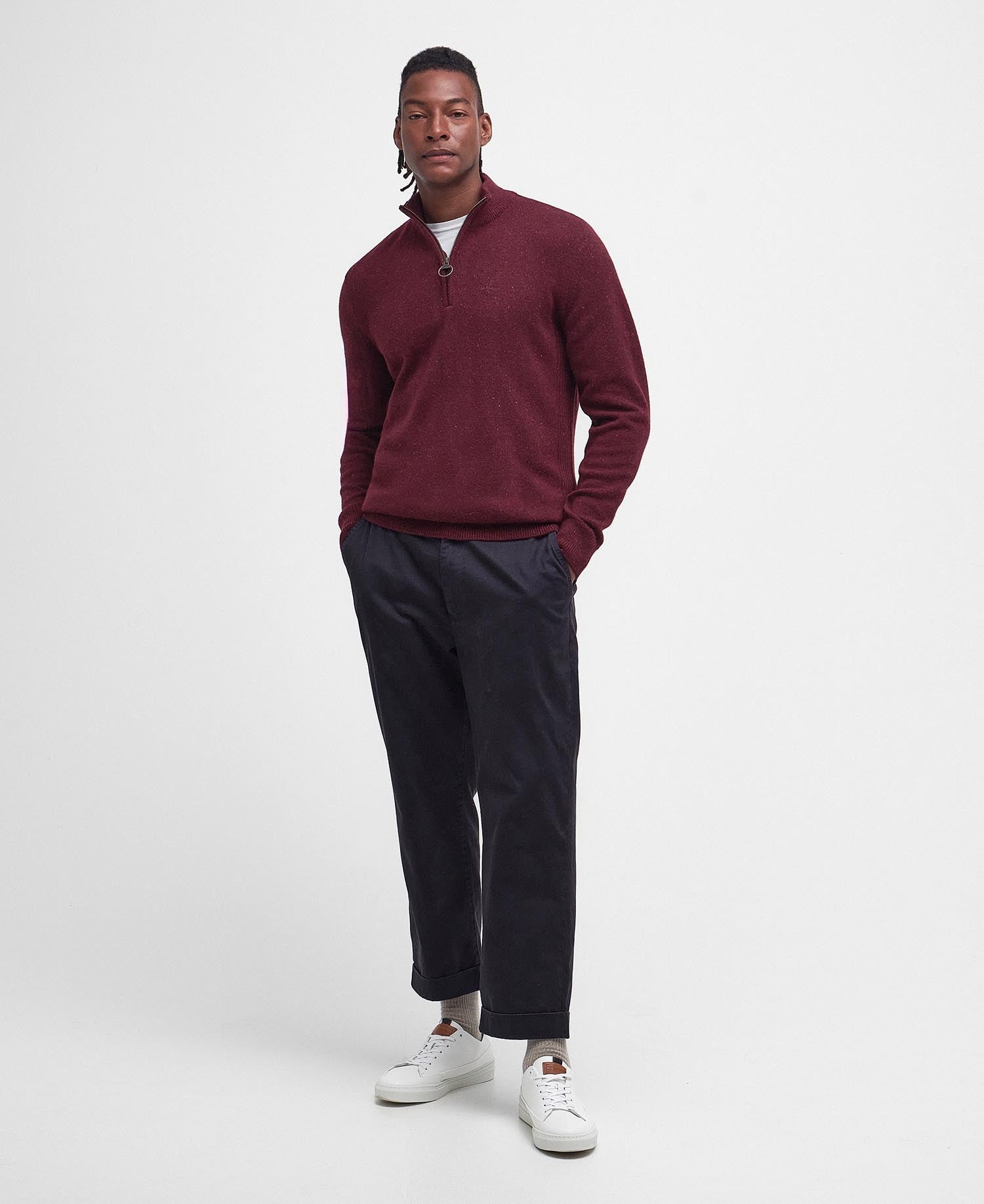 Essential Tisbury Half-Zip Jumper - Ruby
