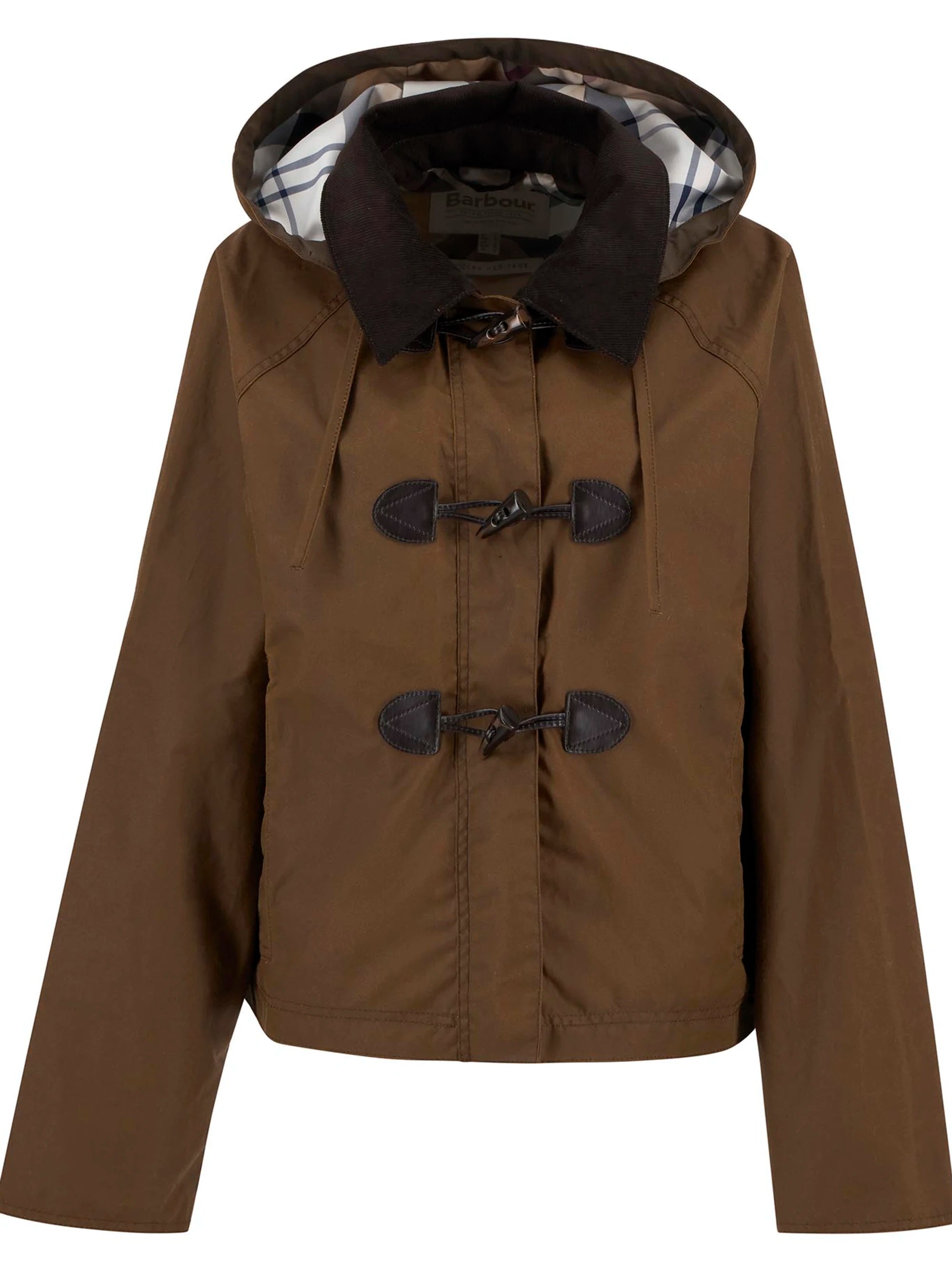 Myra Waxed Duffle Coat - Bark/Hessian Tartan