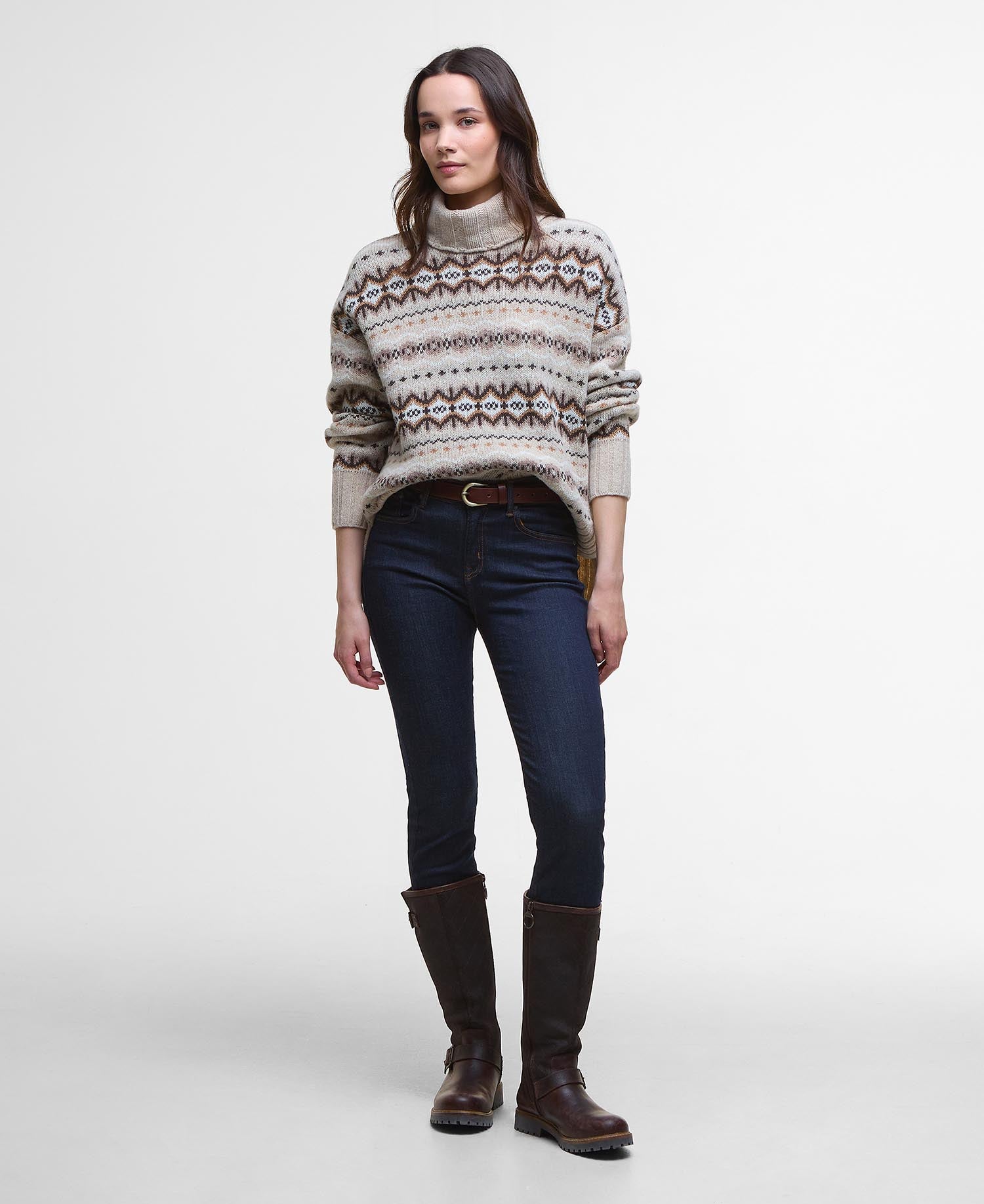 Helen Fair isle Roll-Neck Jumper - Birch Multi