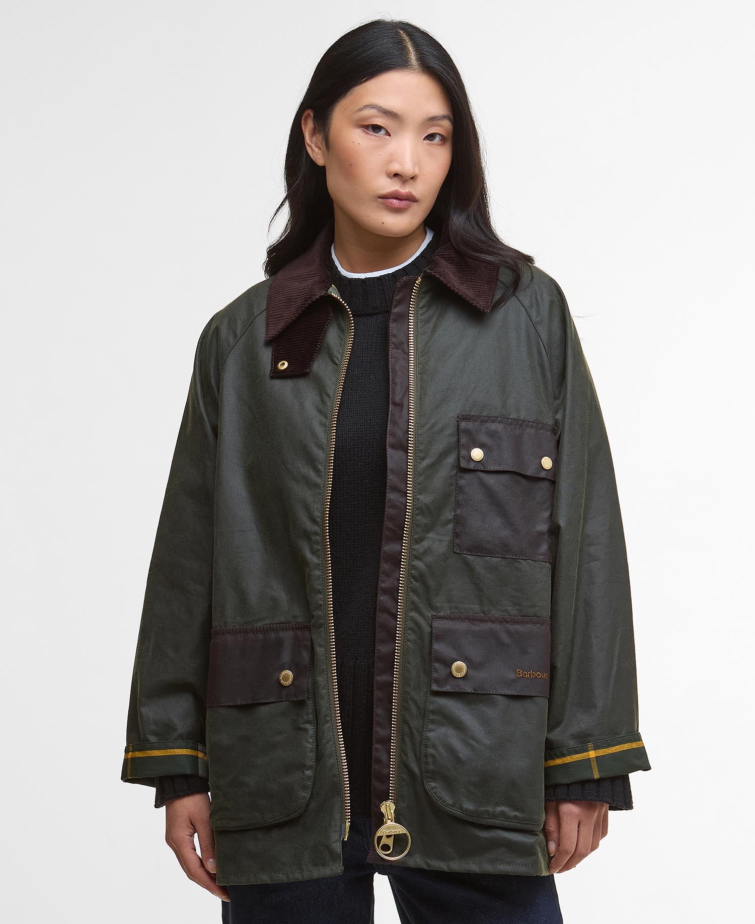 Luella Waxed Jacket - Fern/Ancient Tartan