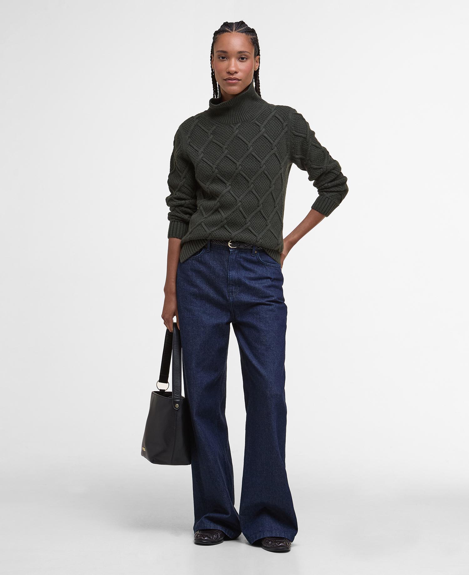 Burne Roll Neck Jumper - Olive