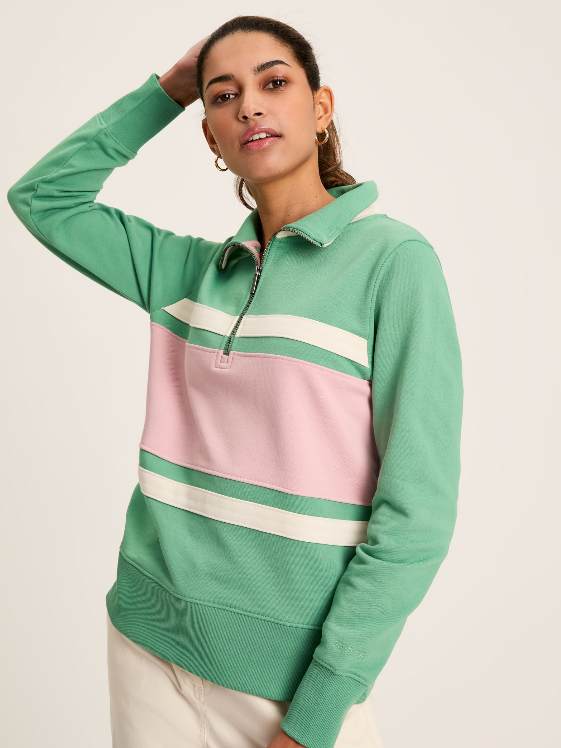 Tadley Green/Pink Quarter Zip Sweatshirt