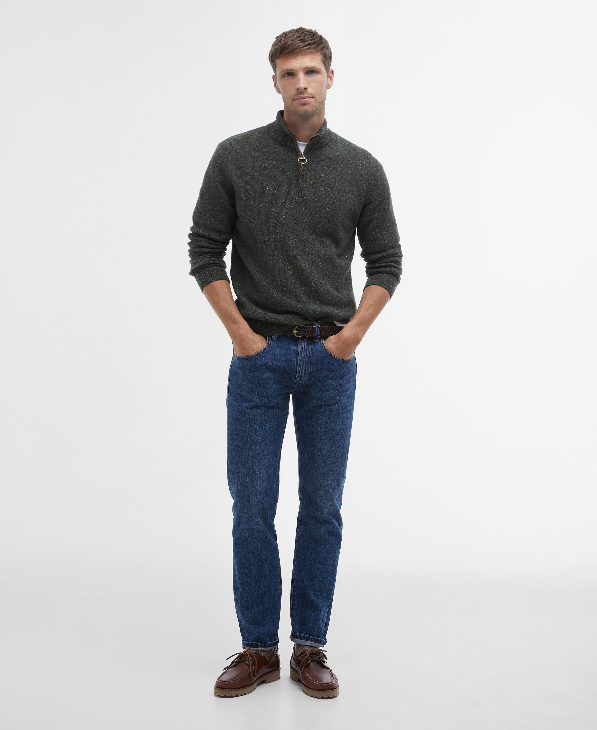 Essential Tisbury Half-Zip Jumper - Dark Seaweed