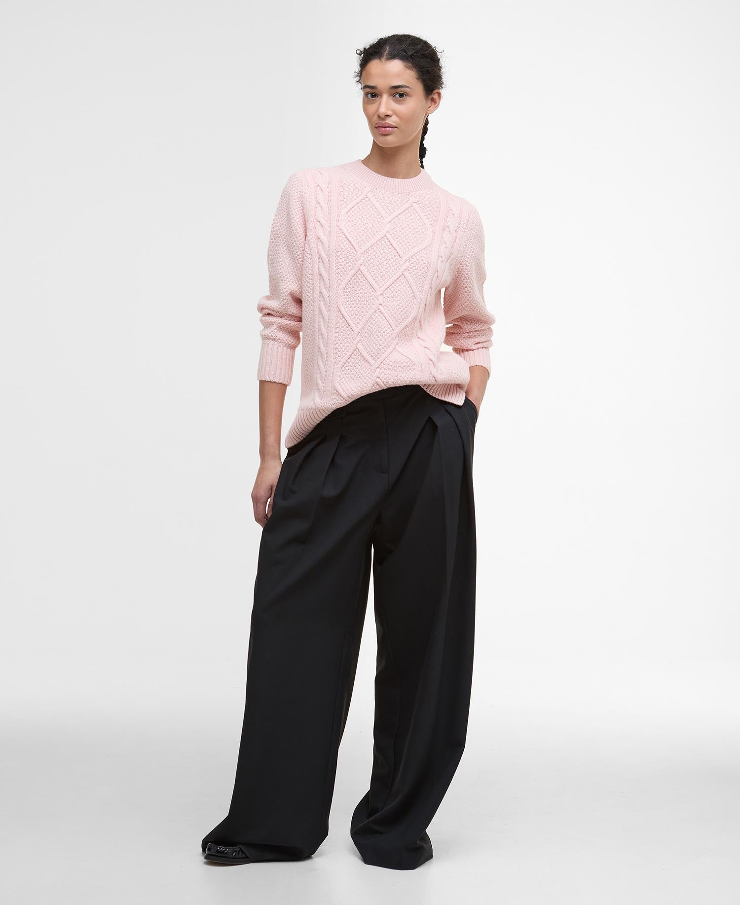 Burne Argyle Crew Neck Jumper - Pink Blush