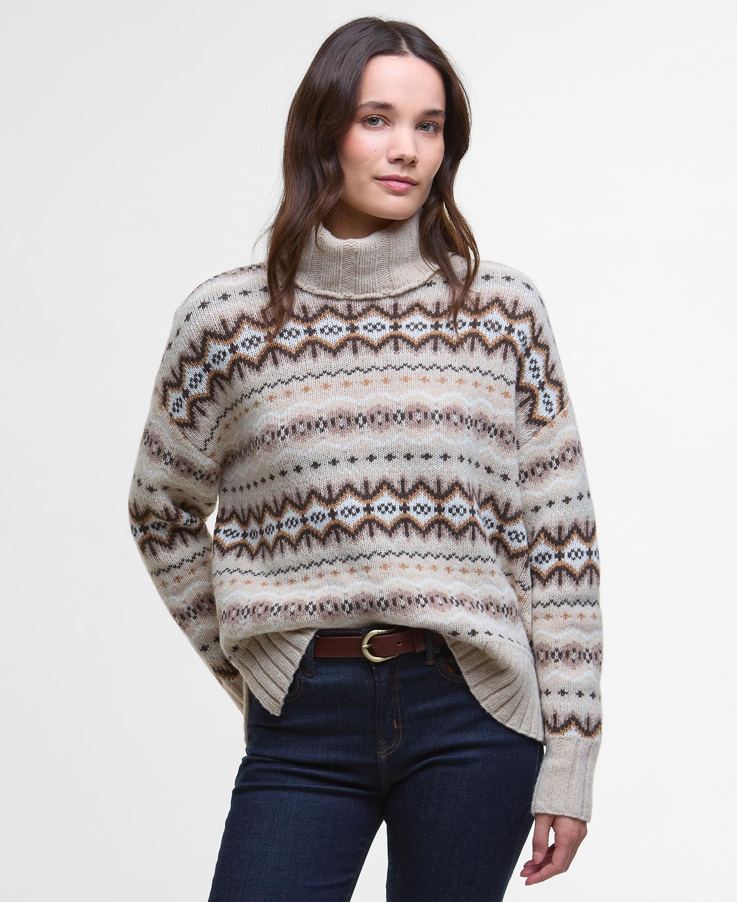Helen Fair isle Roll-Neck Jumper - Birch Multi