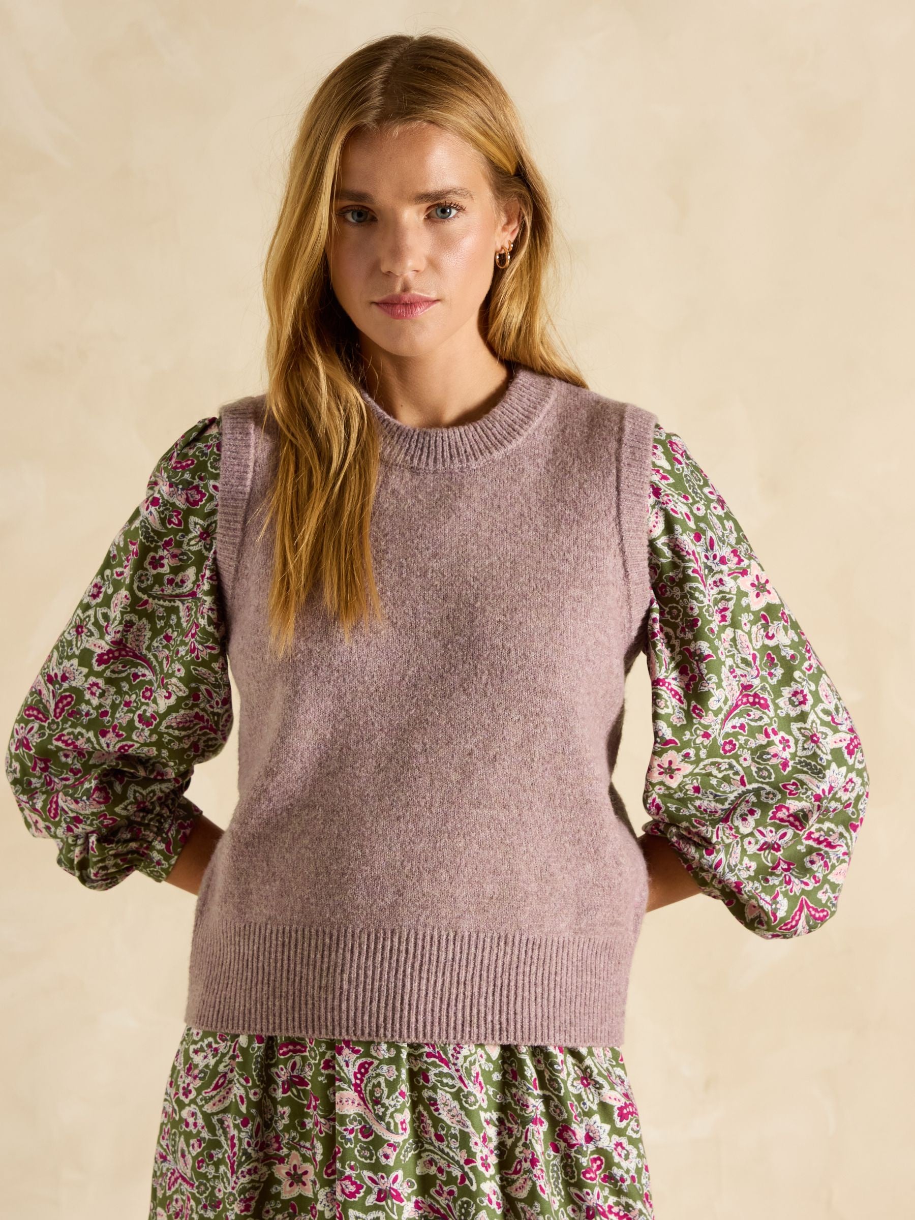 Holly Dusky Pink Regular Fit Knitted Vest