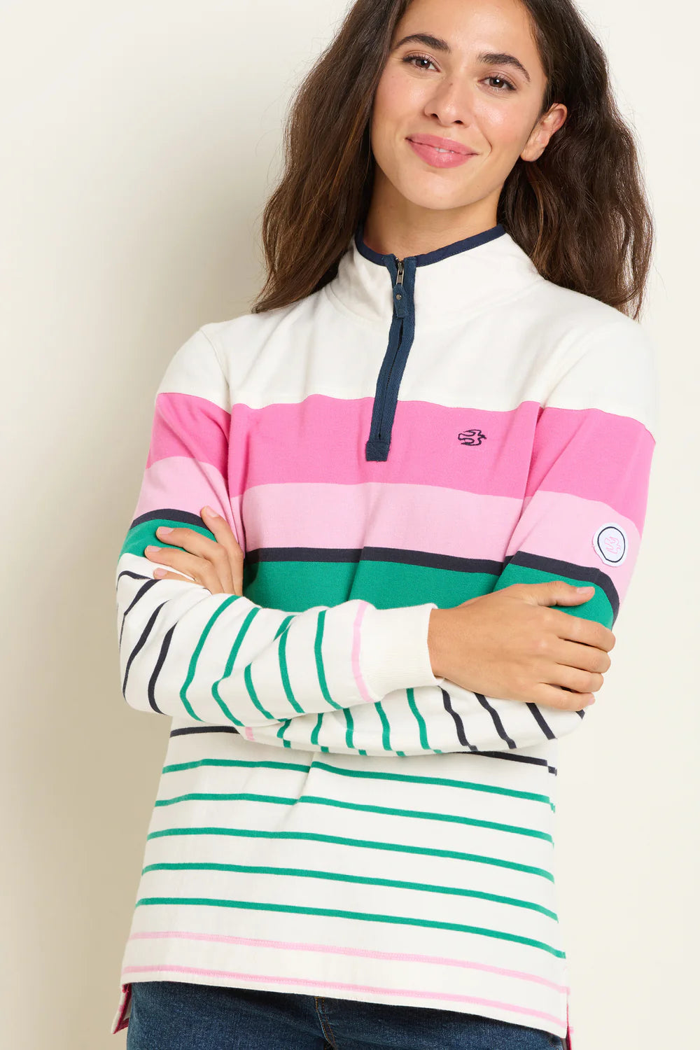 Multi Coloured Stripe Quarter Zip Sweat