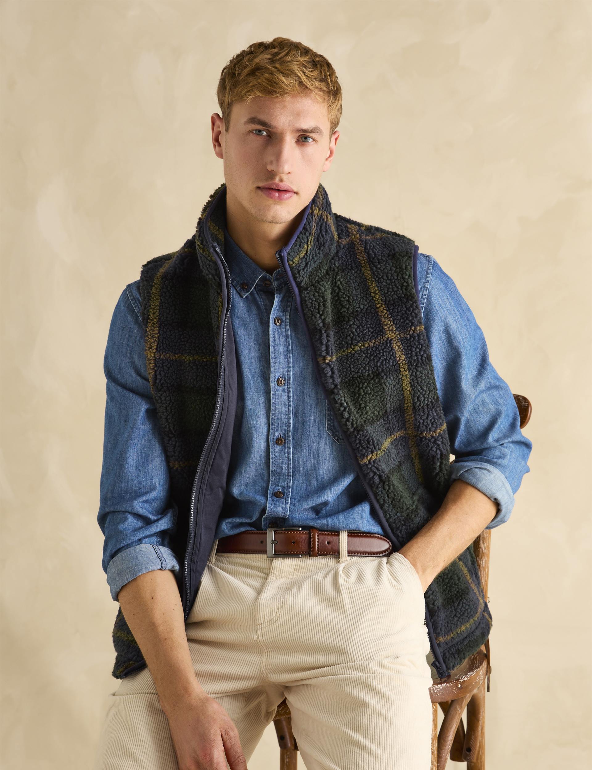Otis Navy Borg Fleece Gilet