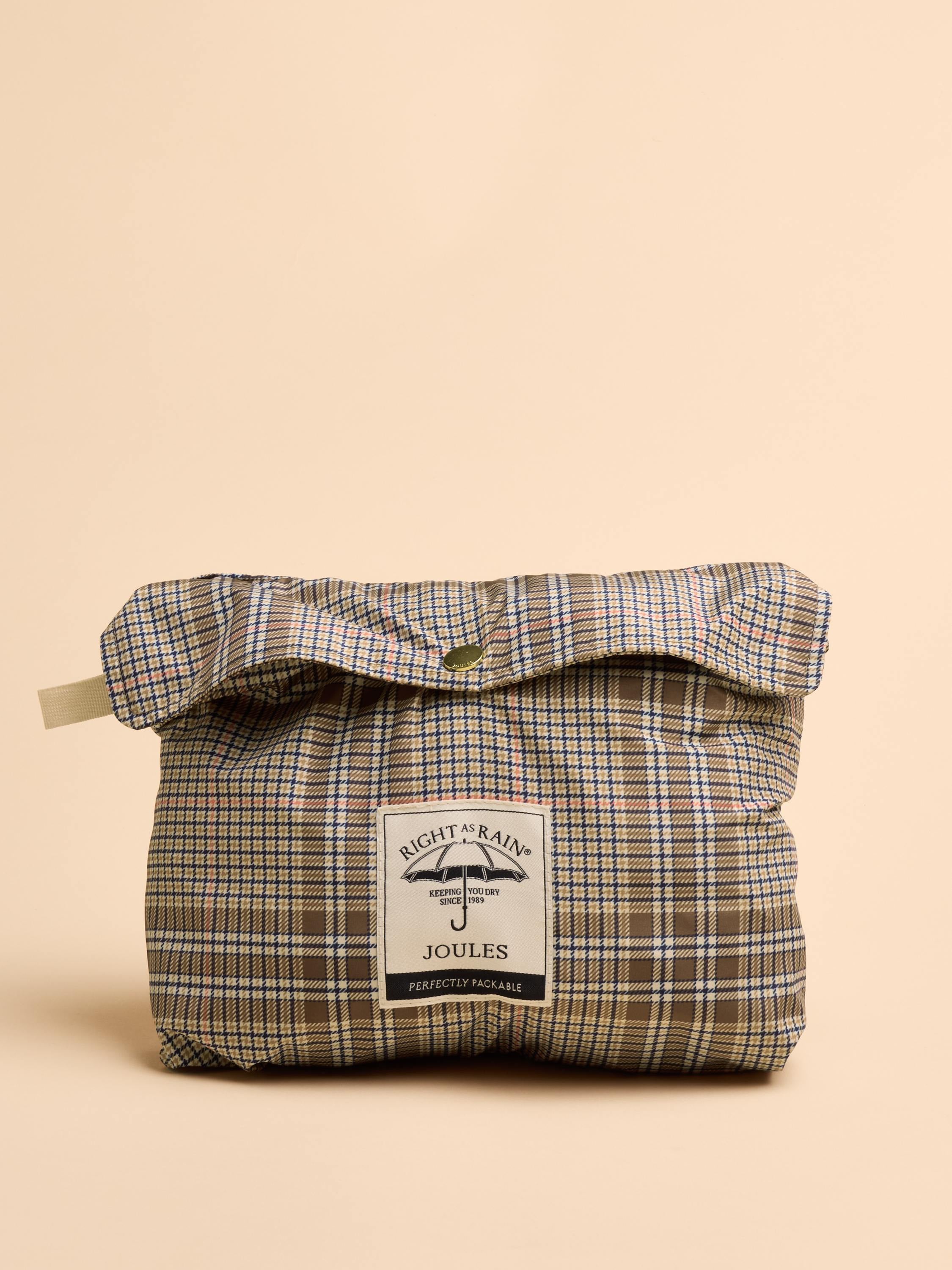 Holkham Check Waterproof Packable Raincoat With Hood