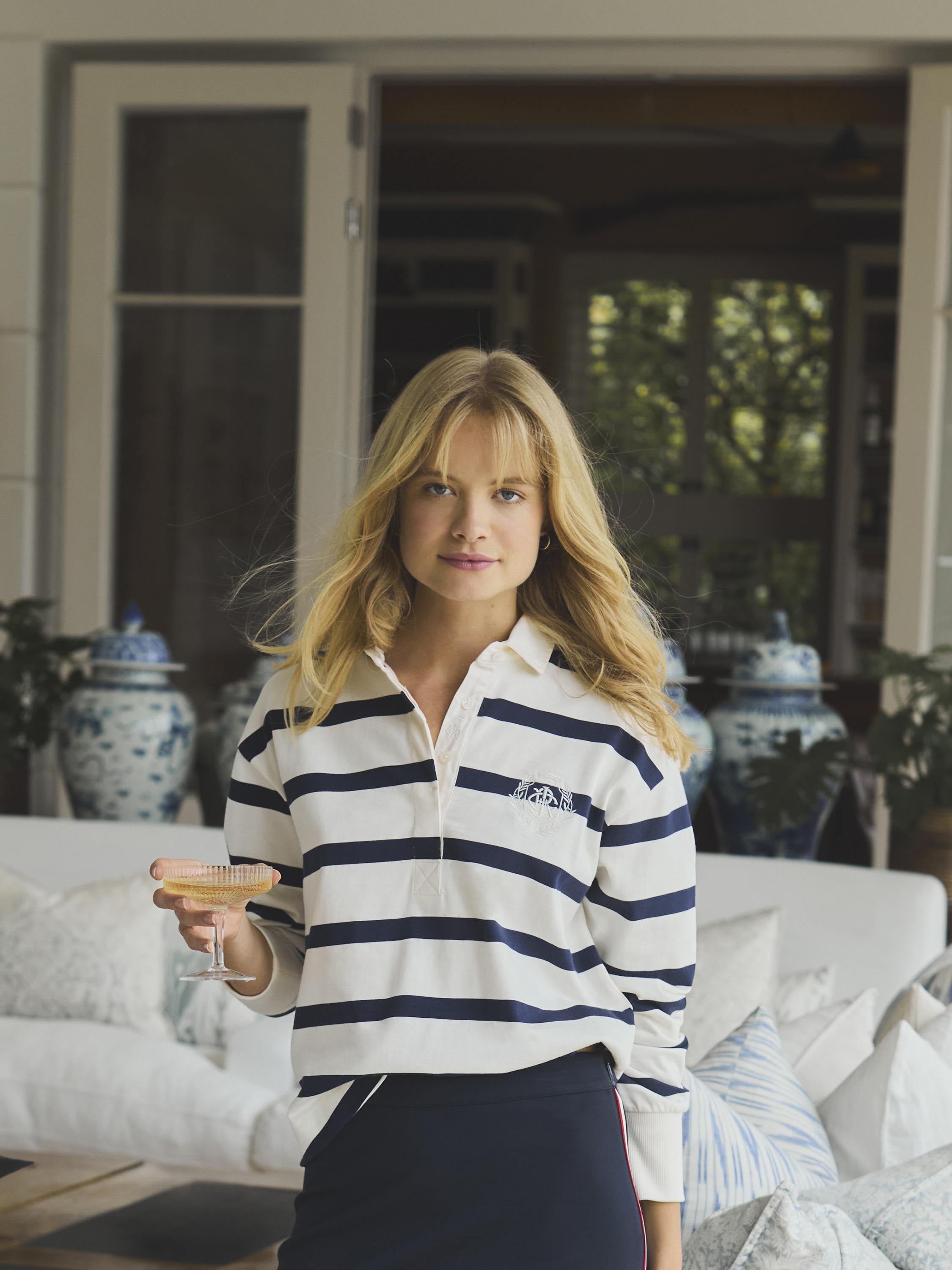 Lara Navy Boxy Fit Rugby Shirt