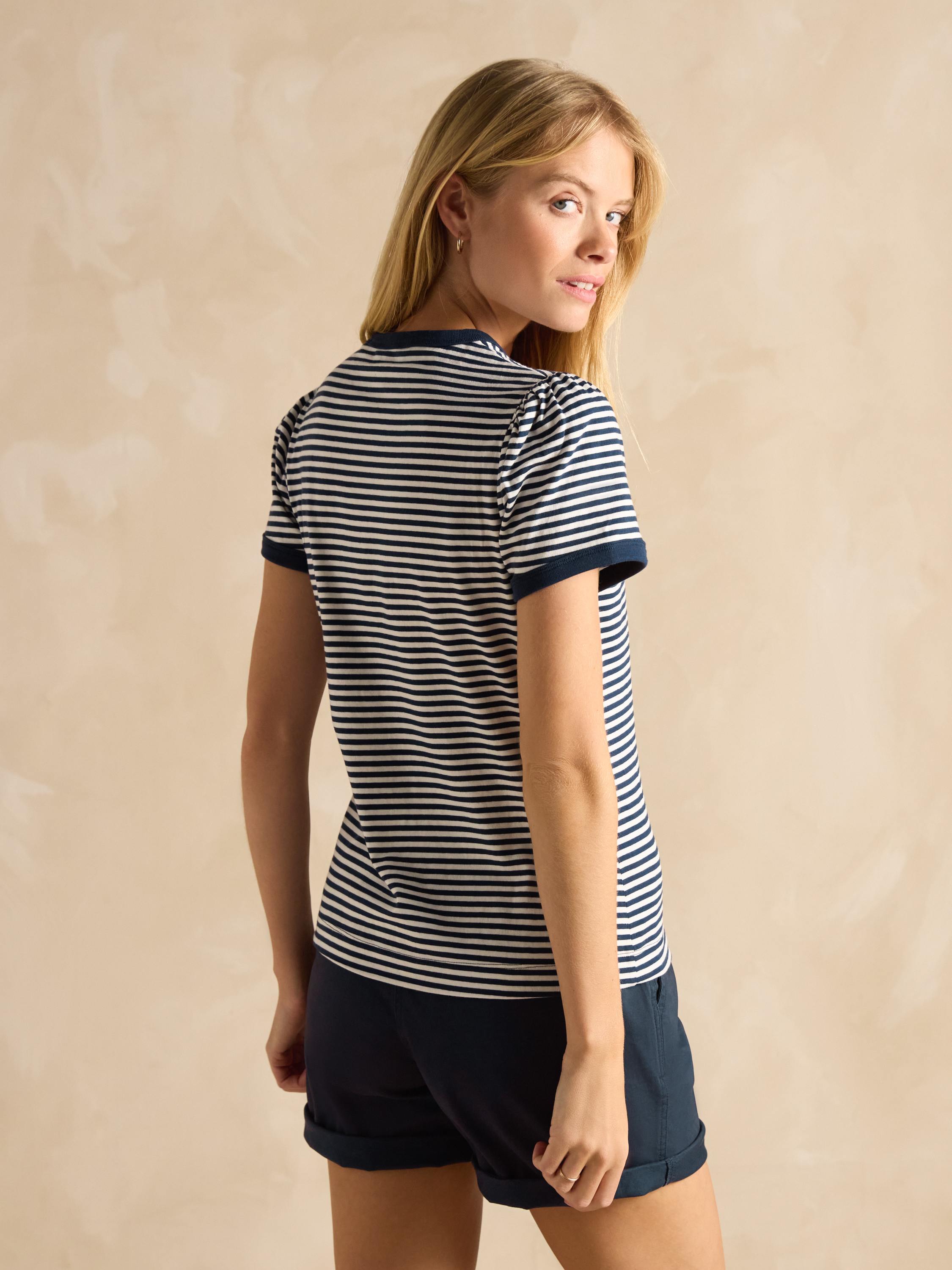 Erin Navy Short Sleeve Striped T-Shirt