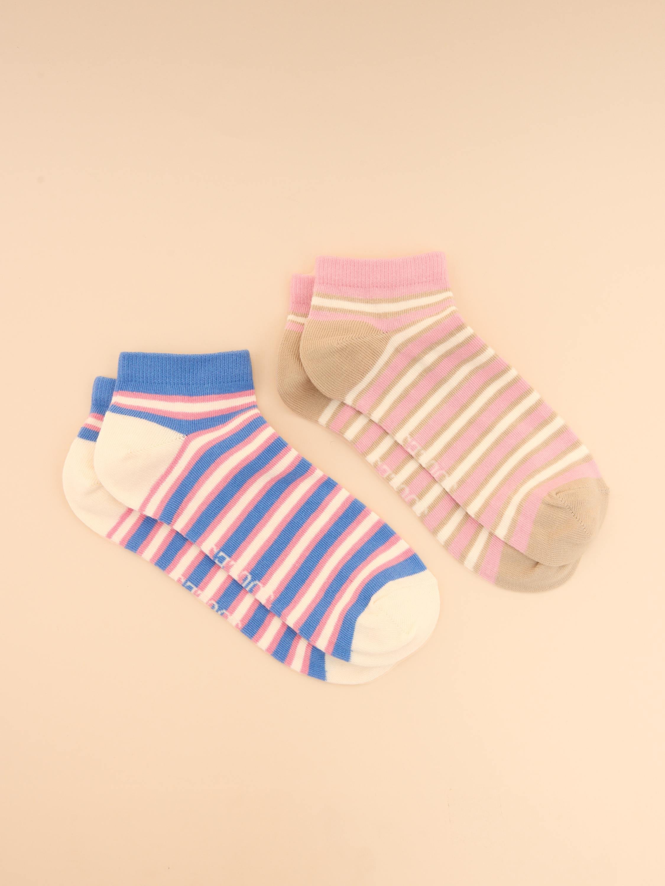 Rilla Blue/Pink Pack of Two Trainer Socks