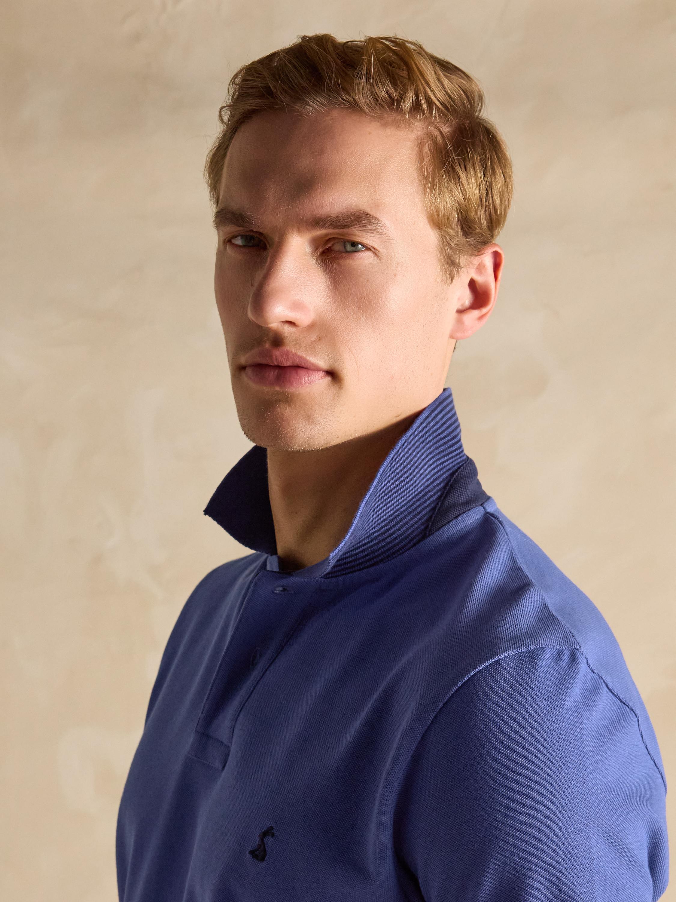 Woody Dark Blue Cotton Pique Polo Shirt