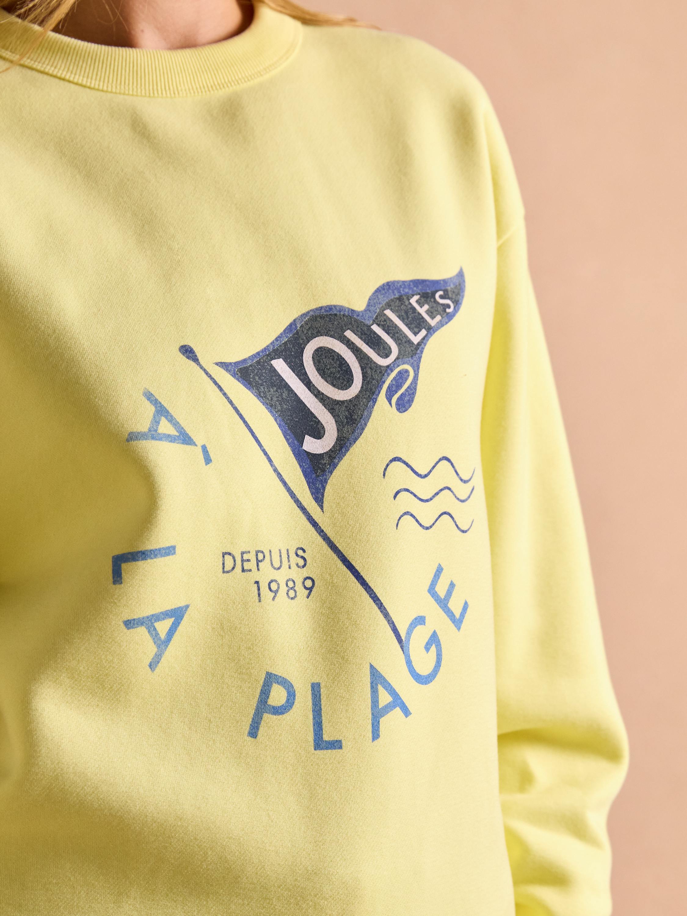 Graphic Yellow Cotton Rich Crew Neck Sweatshirt