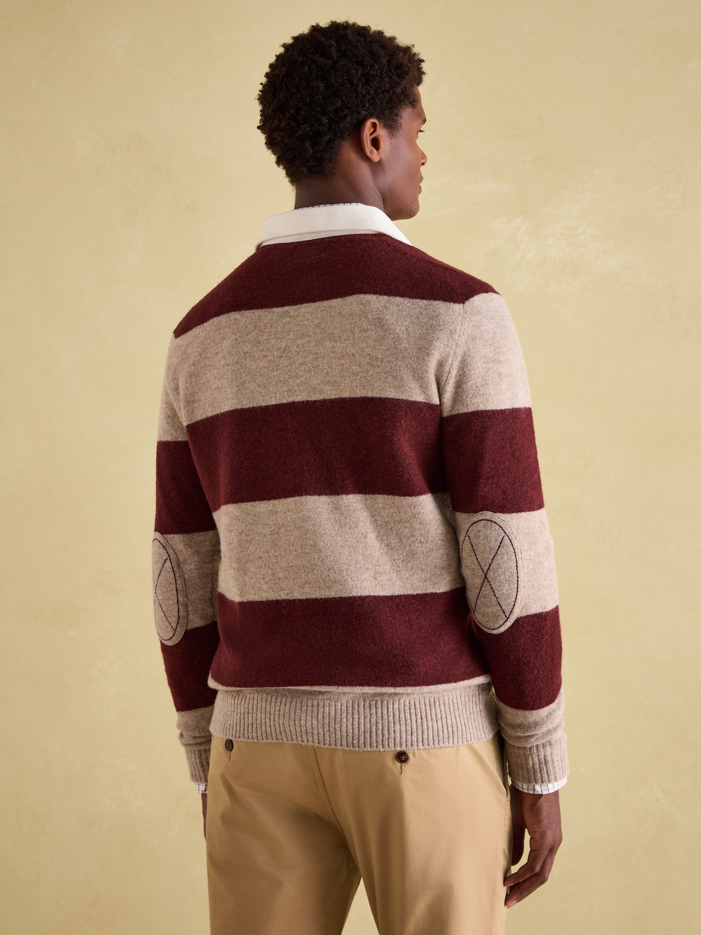 Seymour Burgundy & Cream Knitted Rugby Shirt