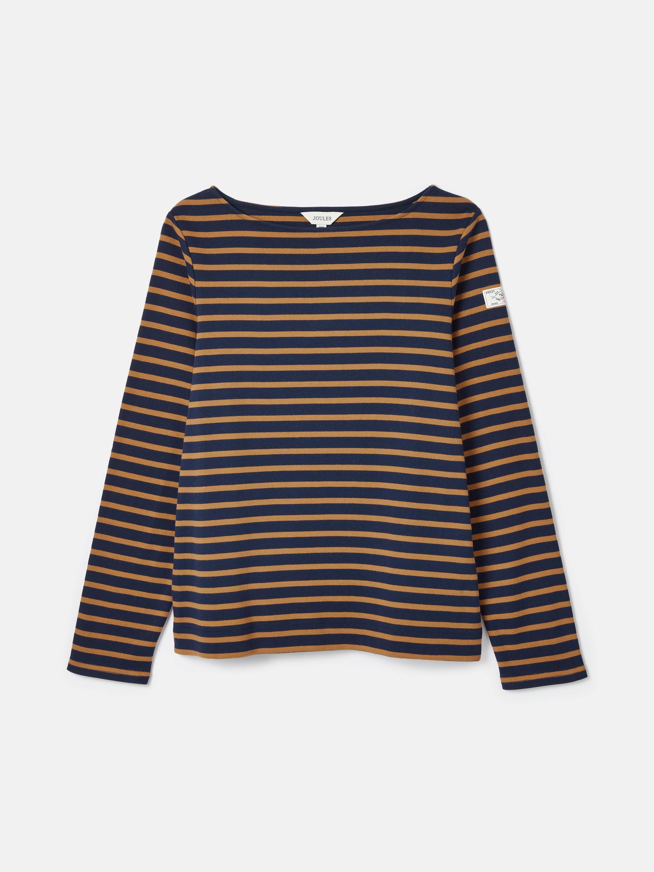 Harbour Navy/Tan Boat Neck Breton Top