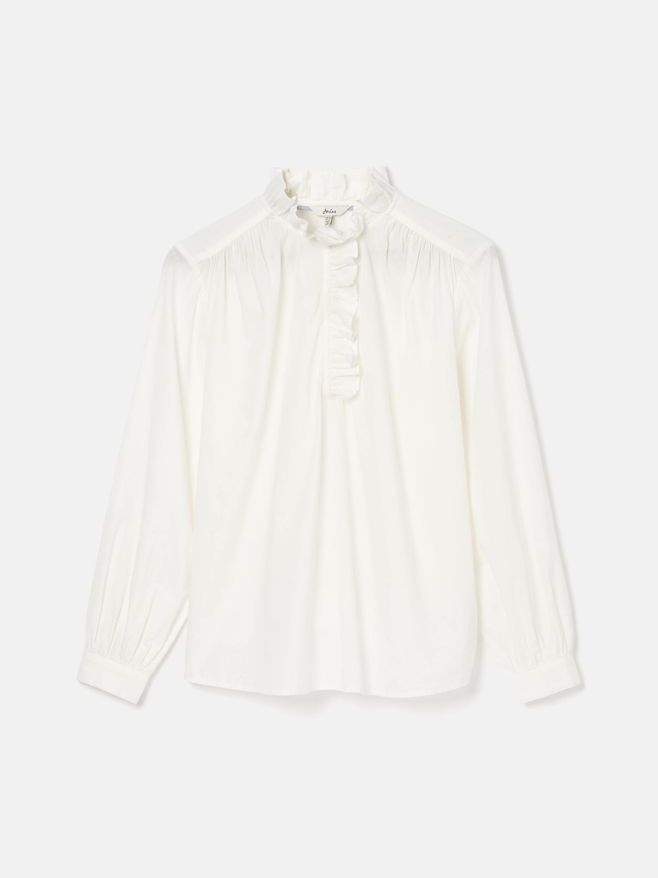 Melanie White Cotton Ruffle Blouse