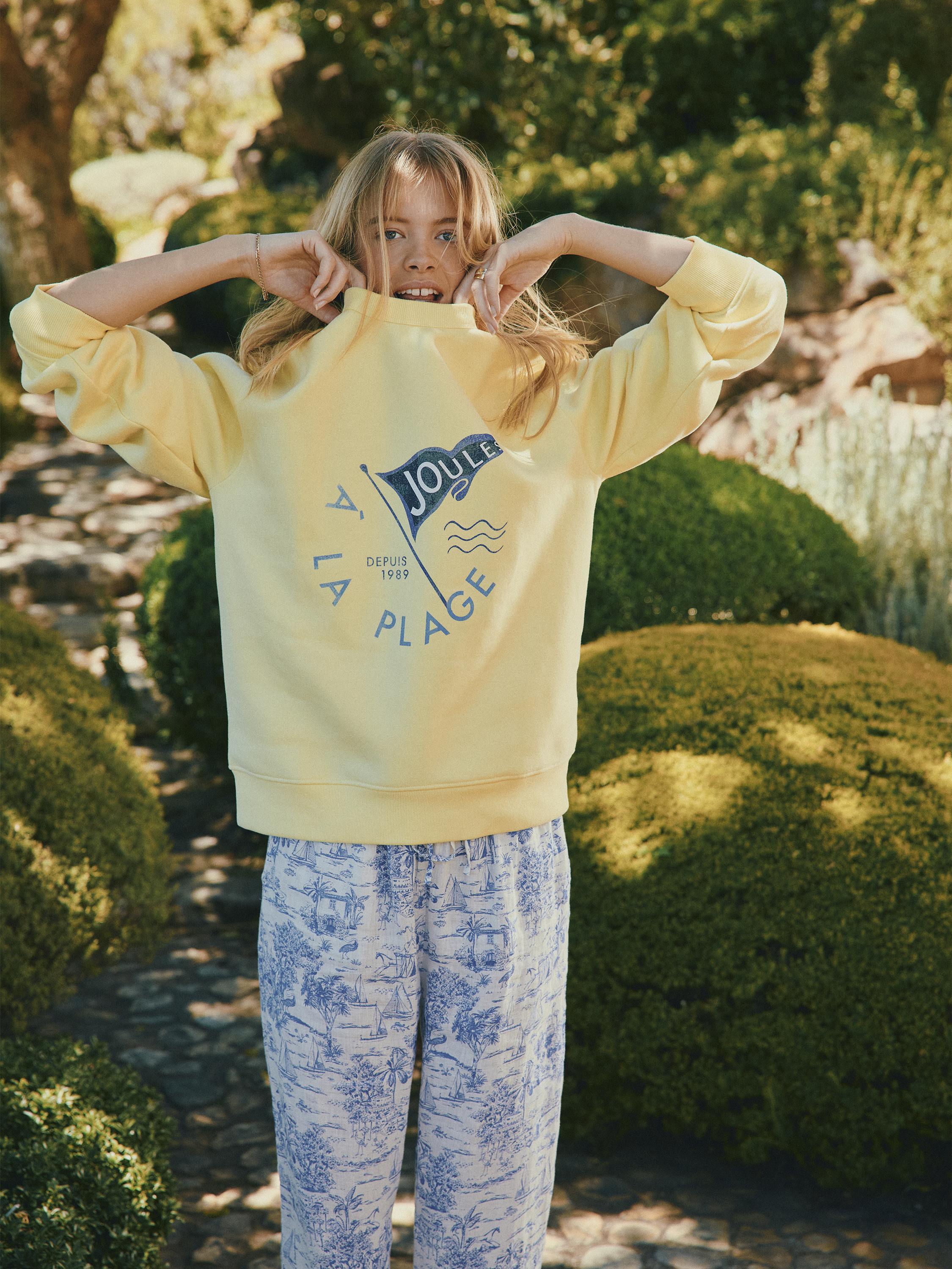 Graphic Yellow Cotton Rich Crew Neck Sweatshirt